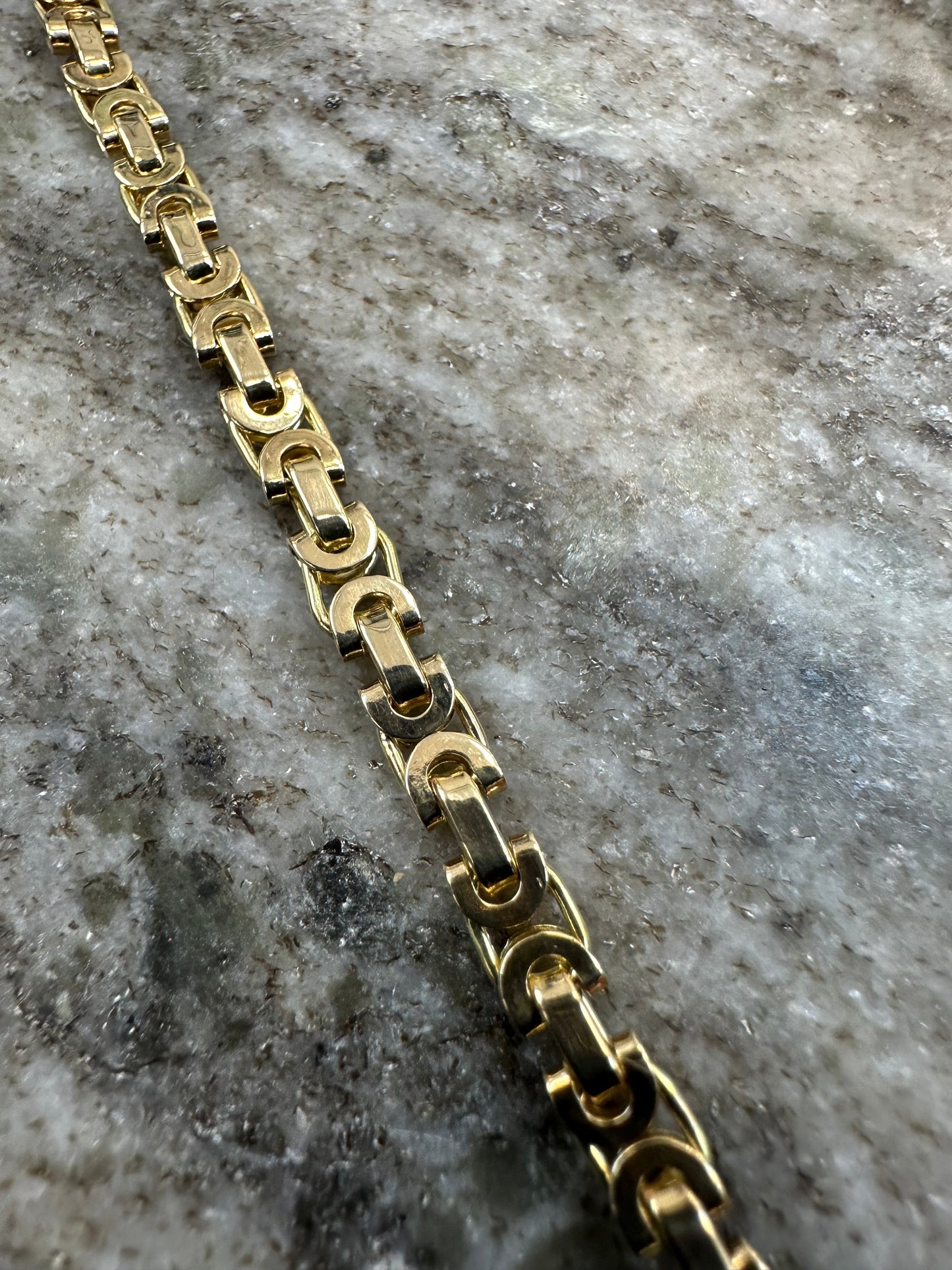14K Gouden Massieve Platte Koningsarmband – 21,5 cm| Made in ITALY