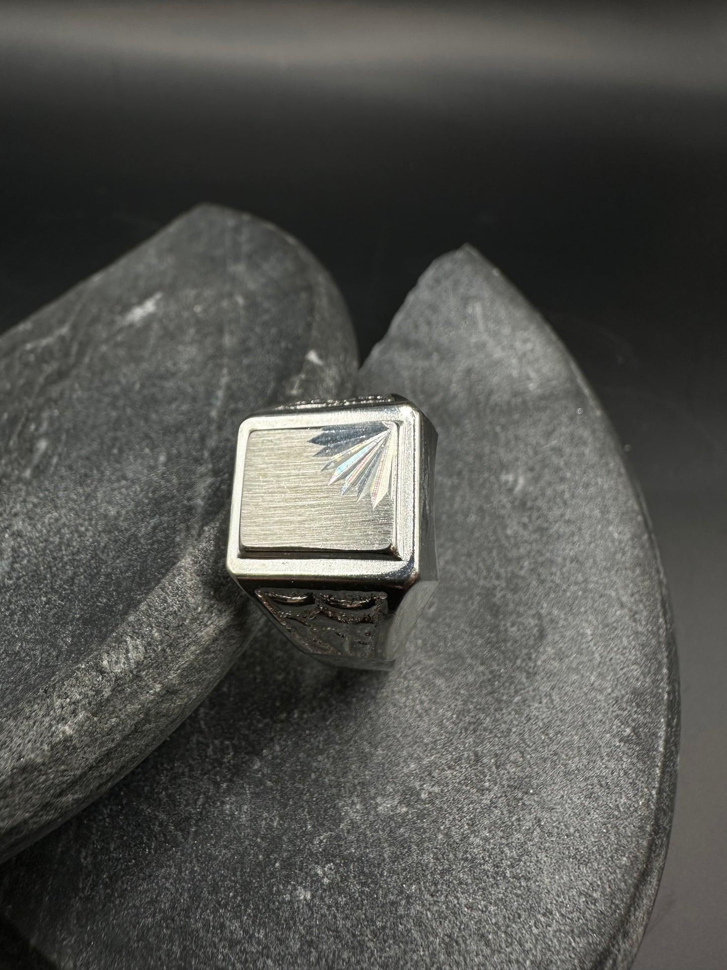 925 Zilveren Zegelring met Diamond Cut Bewerking
