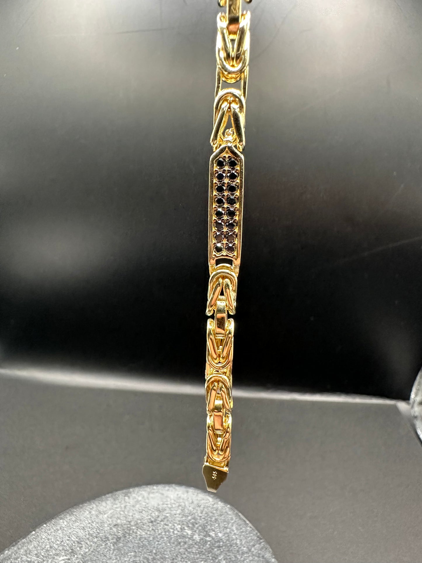 Schitterende 14K Gouden Koningsarmband met Natuurlijke Onyx Stenen – 22 cm