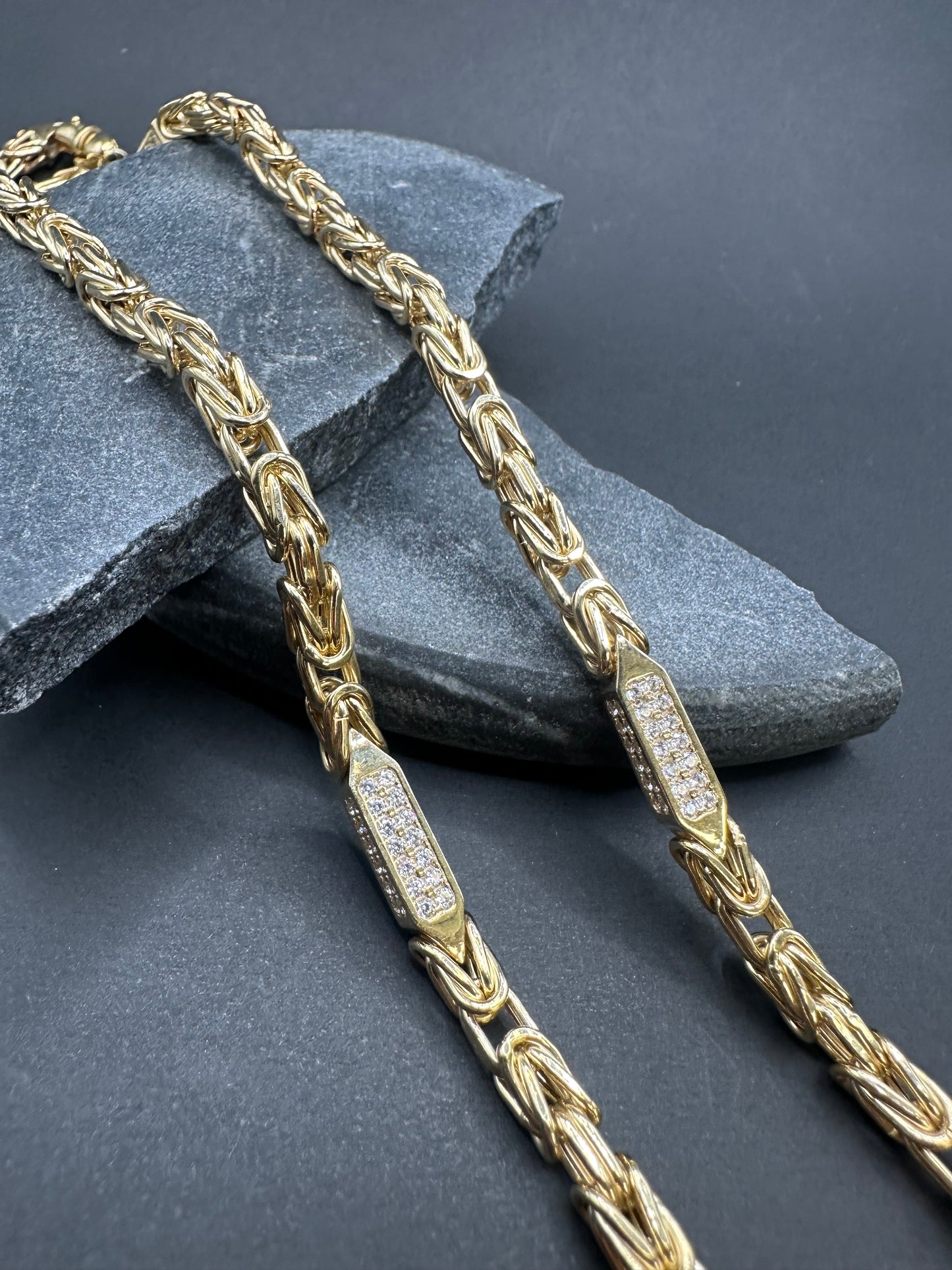 14K Gouden Iced Koningsketting met Zirkonia – 60 cm