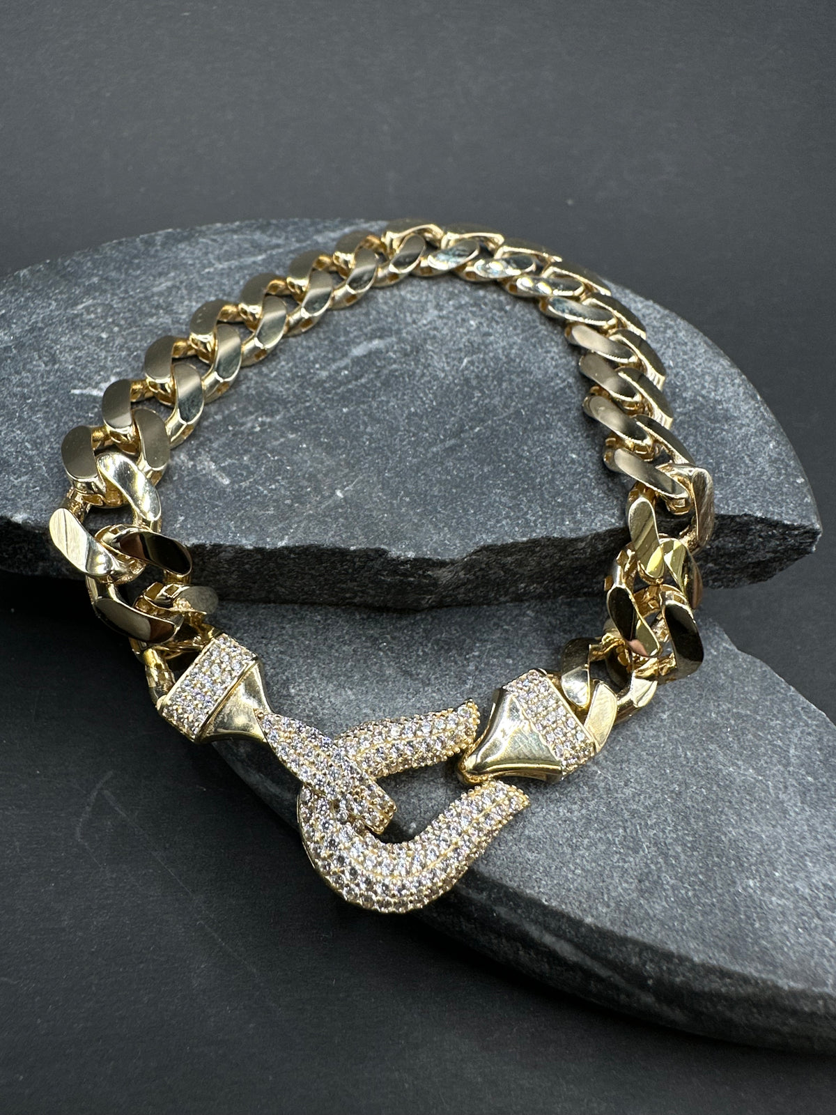 14K Gouden Cubaanse Armband met Zirkonia – 20 cm | 8,2 mm