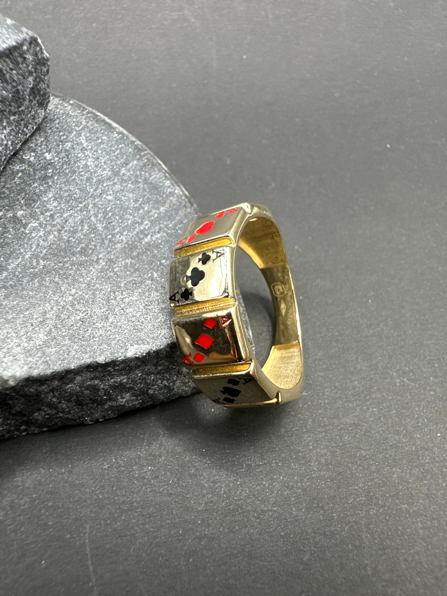 14K Gouden Kaartspel Ring – Maat 19,5