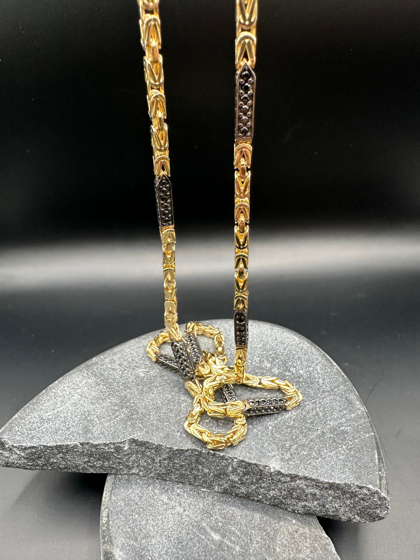 Prachtige 14K Gouden Koningsketting met Onyx Stenen – 3 mm | 60 cm | Luxe & Krachtig