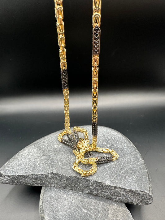 Prachtige 14K Gouden Koningsketting met Onyx Stenen – 3 mm | 60 cm | Luxe & Krachtig
