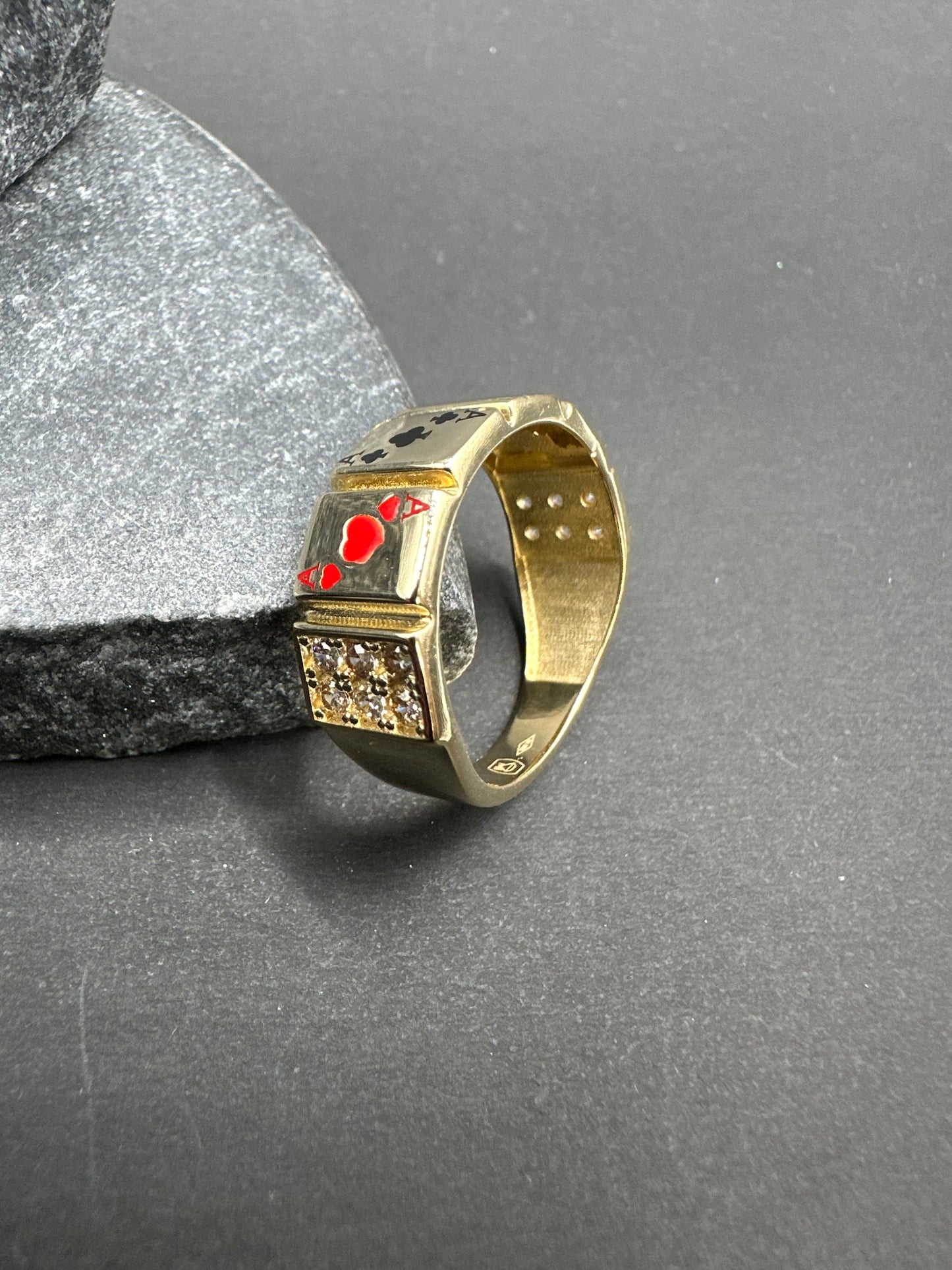 14K Gouden Kaartspel Ring – Maat 19,5