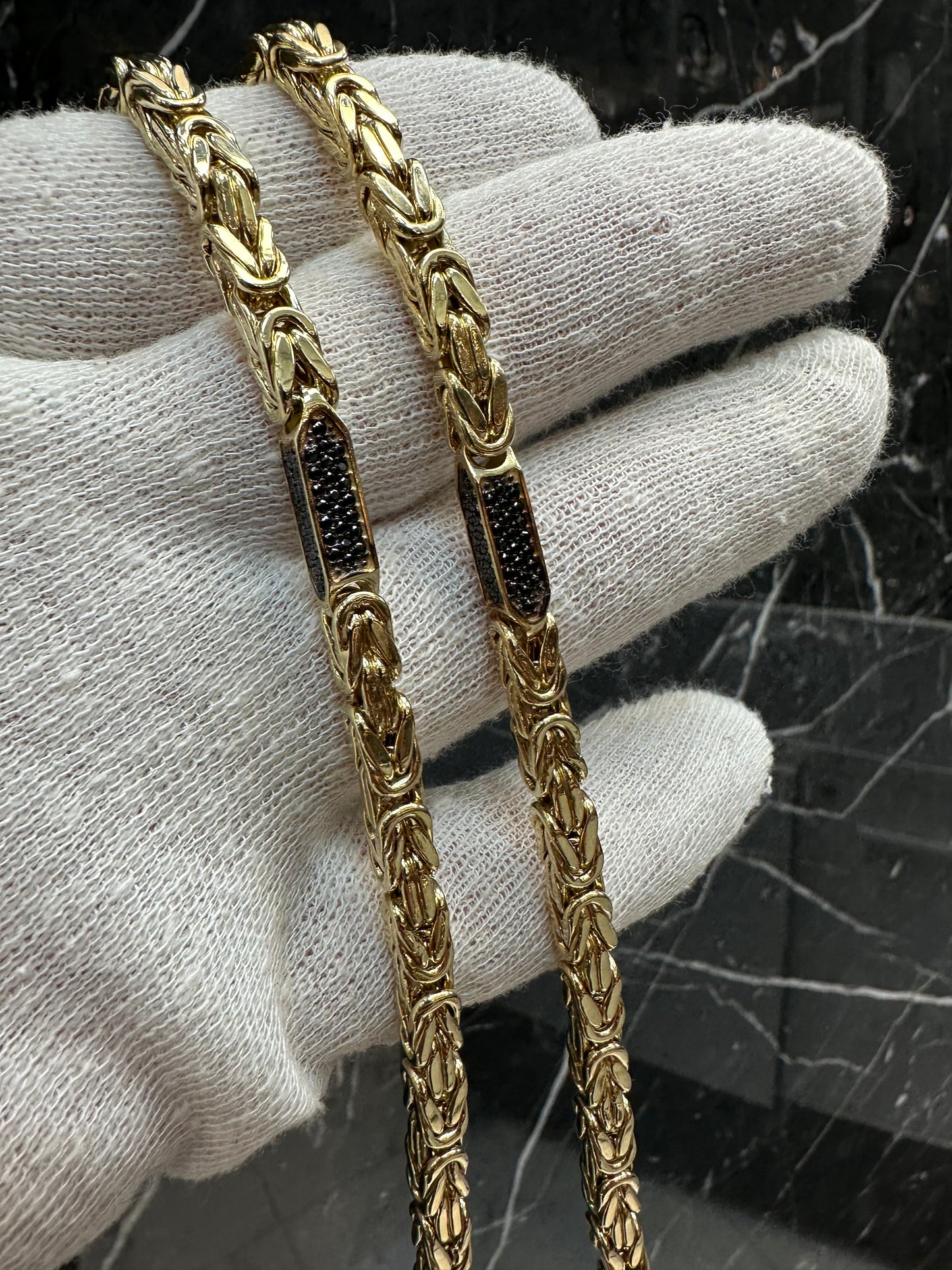 Prachtige 14k Gouden Koningsketting met onyx| 65 cm |5,5 mm