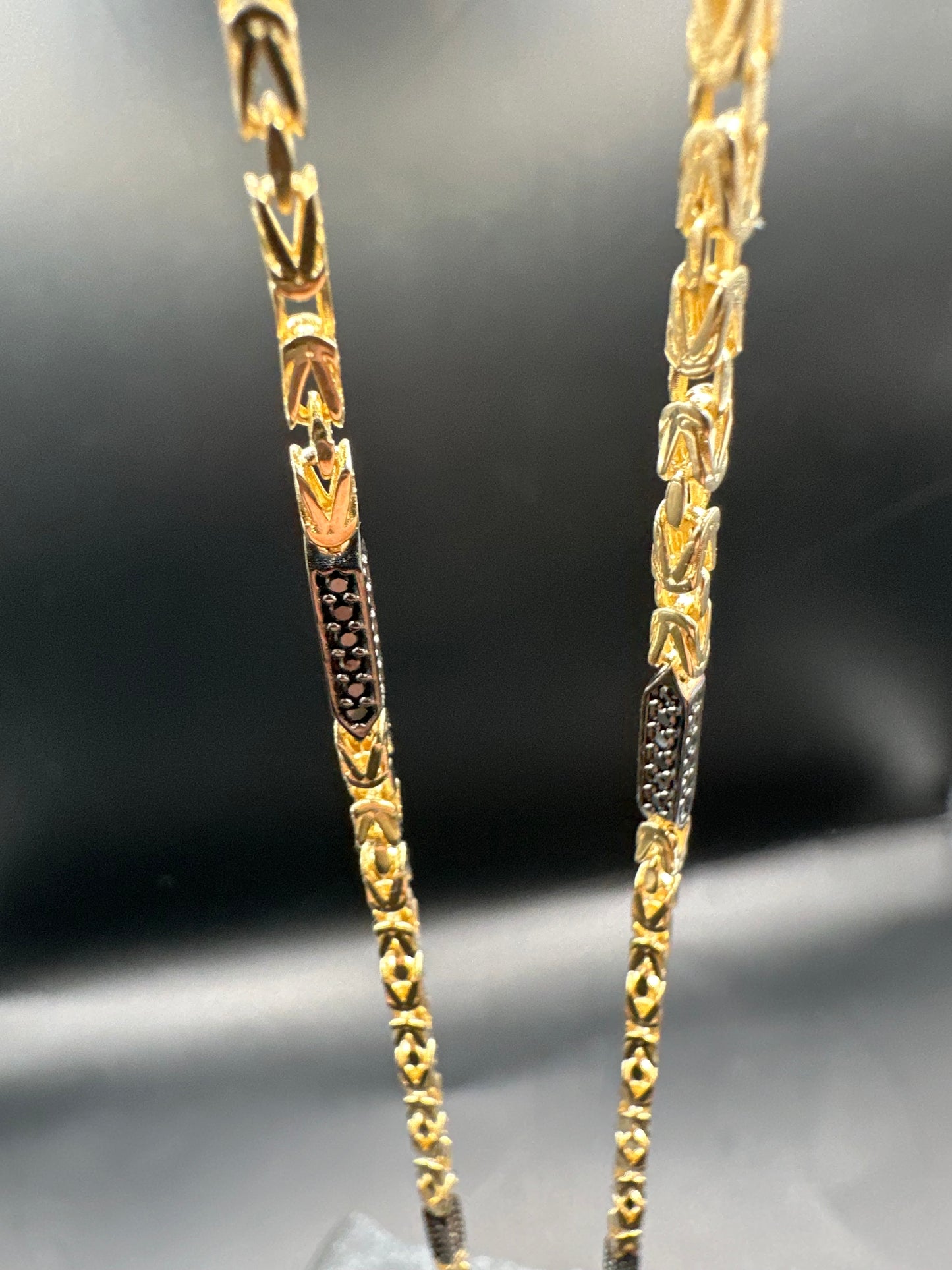 14K Gouden Massieve Koningsketting met Onyx Stenen – 2,1 mm