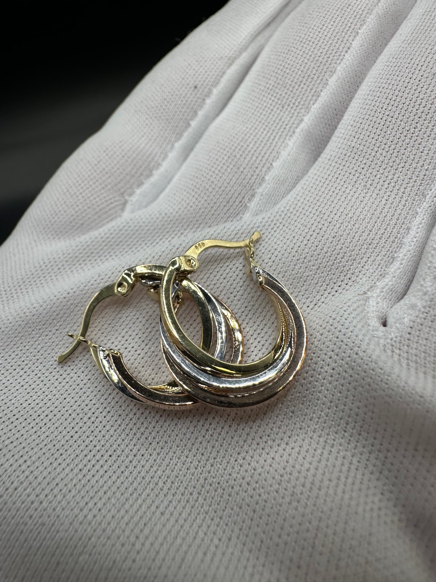 14K Gouden Tricolor Oorbellen – 16,4 mm
