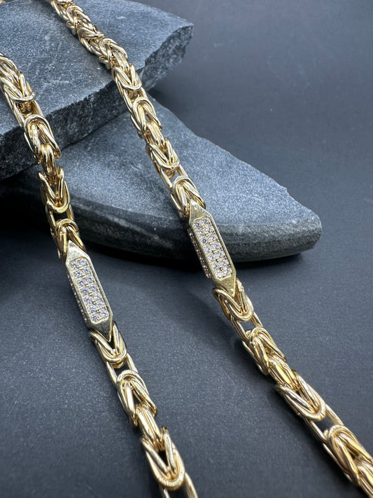 14K Gouden Iced Koningsketting met Zirkonia – 60 cm