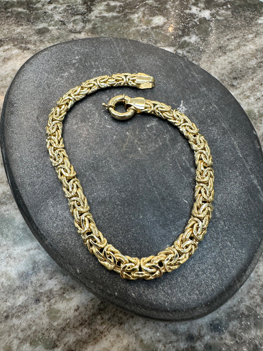 14K Gouden Plat Byzantijn Armband – 20 cm | 6 mm | Unisex | Luxe & Tijdloos