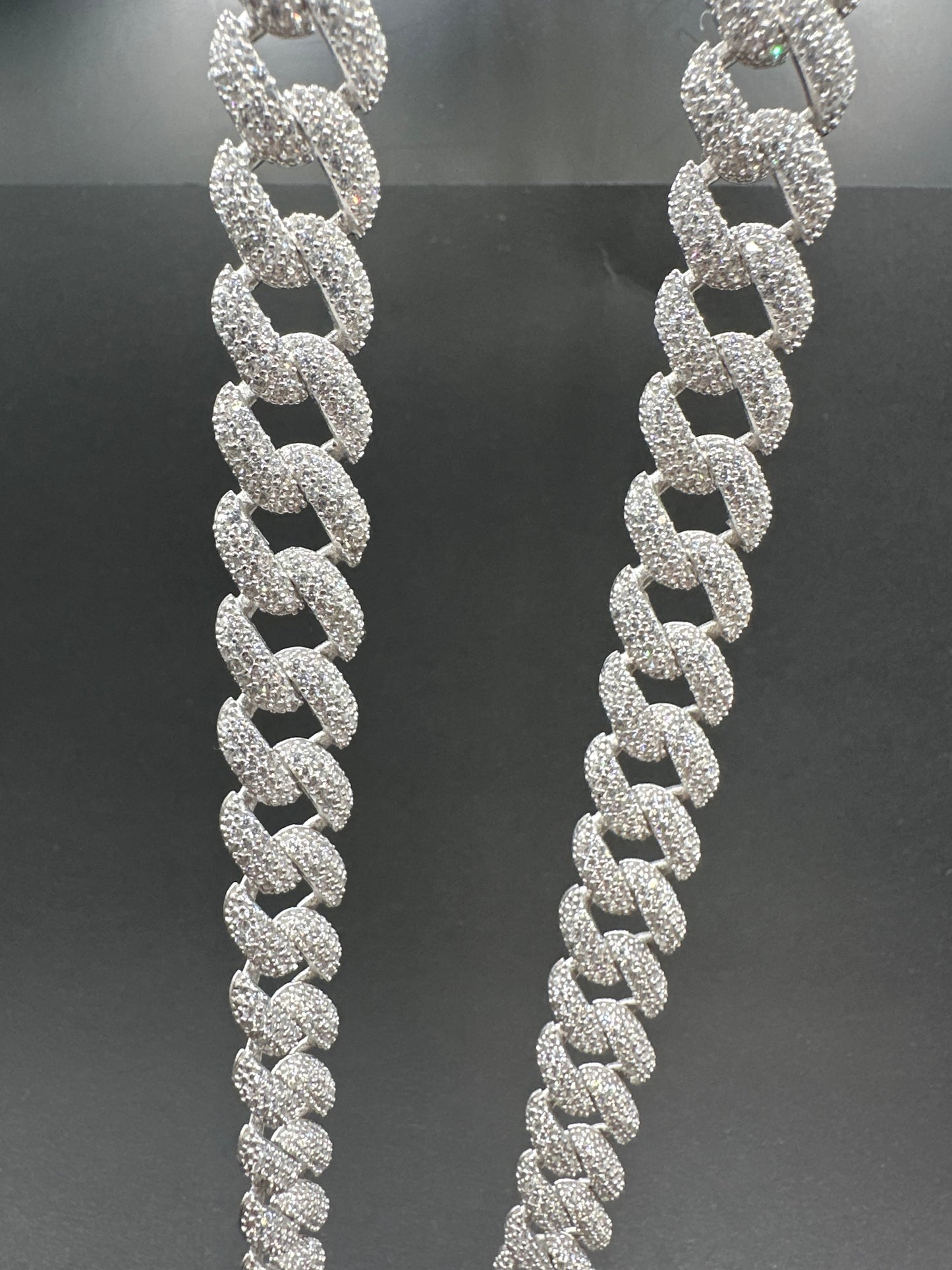 925 Zilveren Iced Cubana Ketting – 72 cm