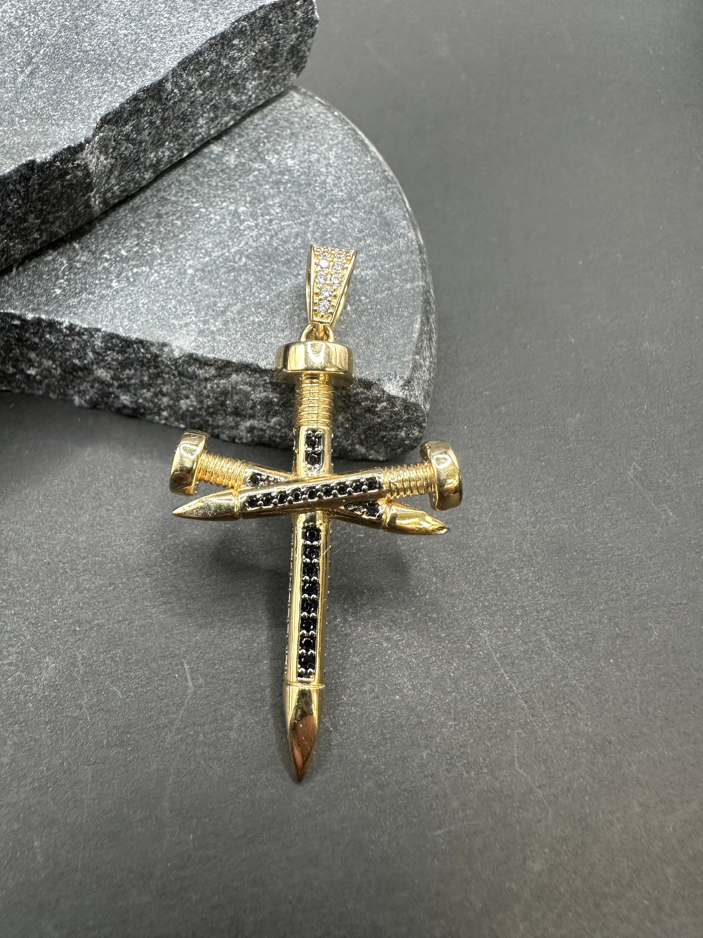 14K Gouden Kruis Hanger met Onyx