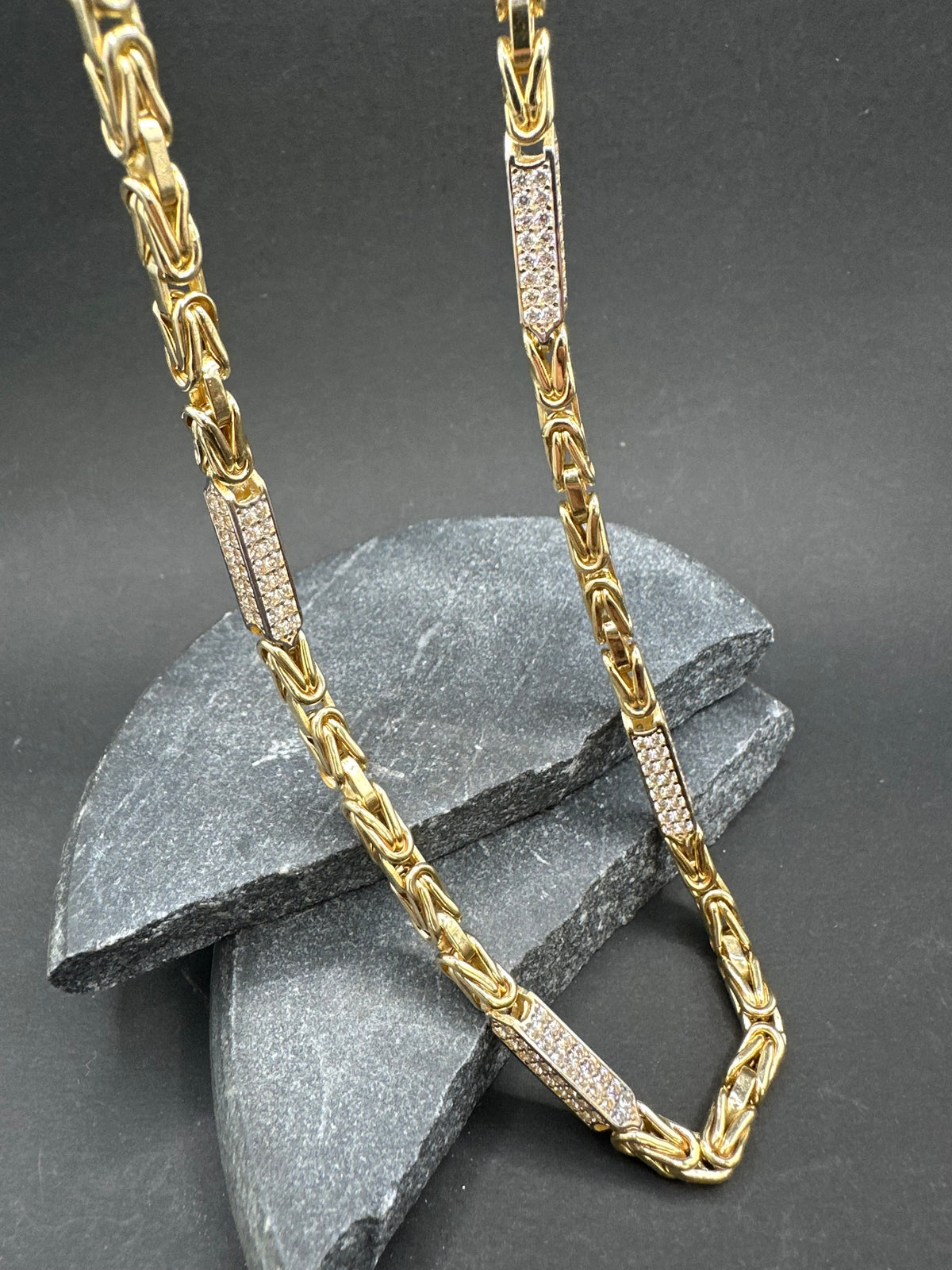 14K Gouden Iced Koningsketting met Zirkonia – 62 cm