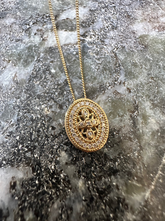 Prachtige 14k Gouden Ketting met Diamanten Hanger