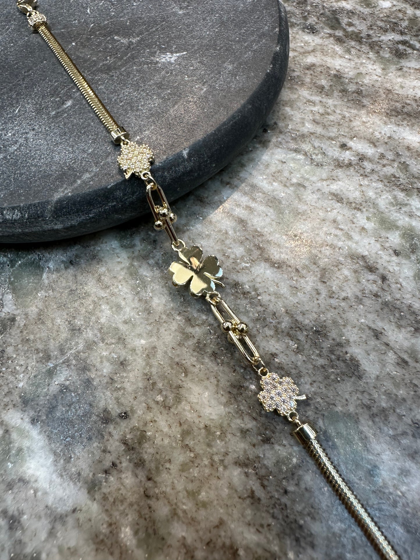 14K Gouden Klavertje Armband – 19 cm | 2,5 mm