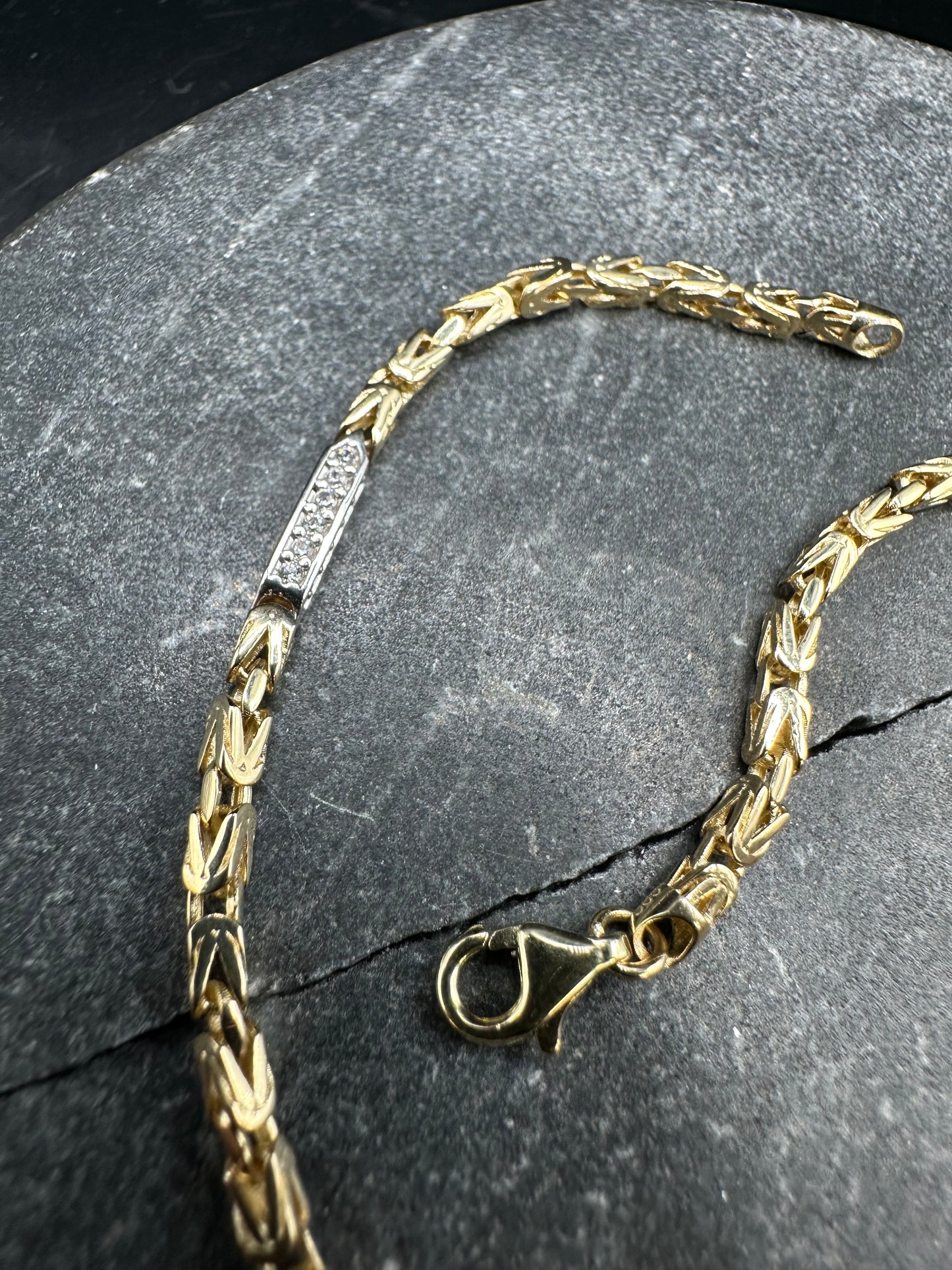 14K Gouden Koningsarmband met Zirkonia Stenen – 21 cm