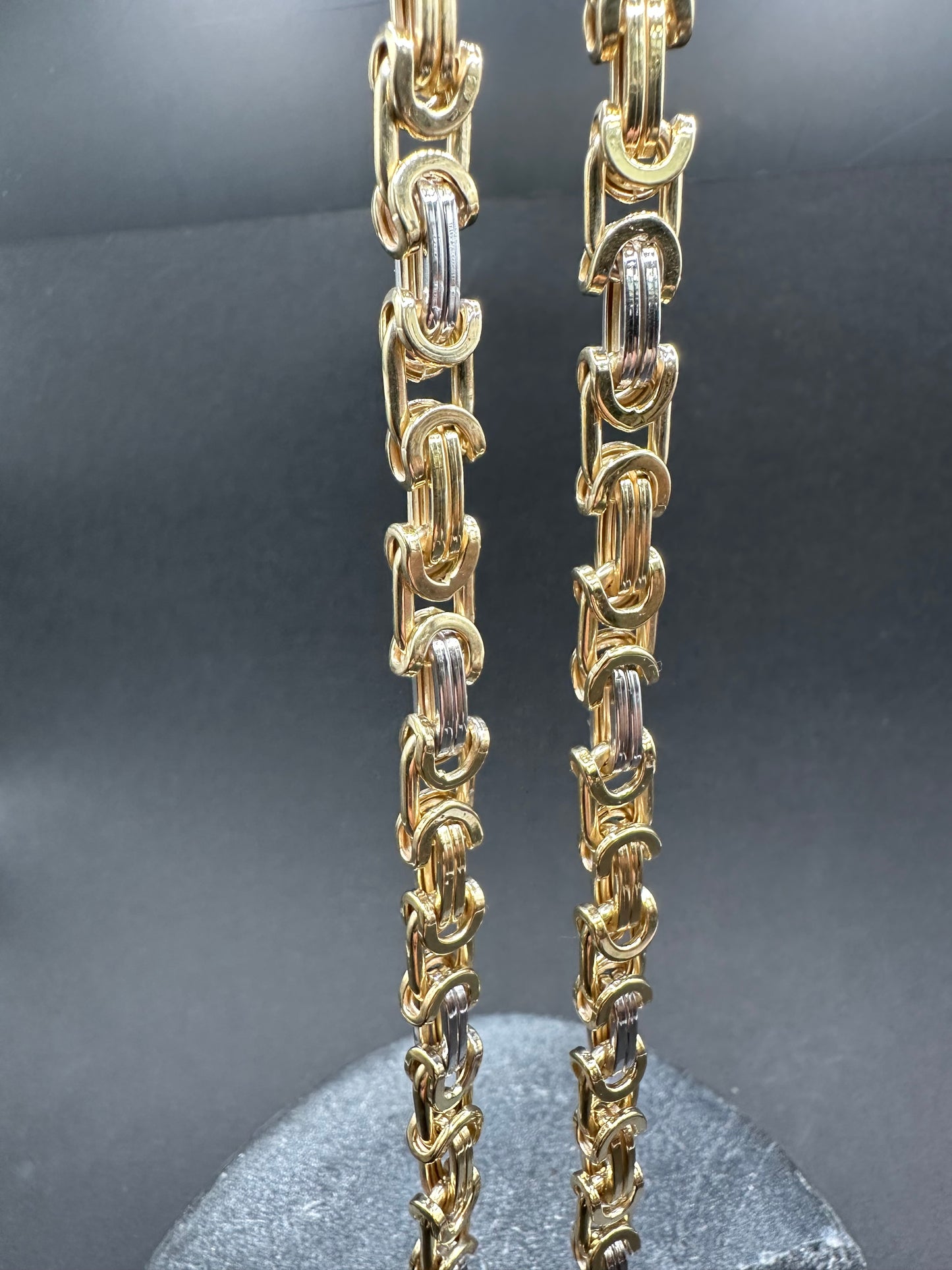 14K Gouden Bicolor Platte Koningsketting – 67 cm