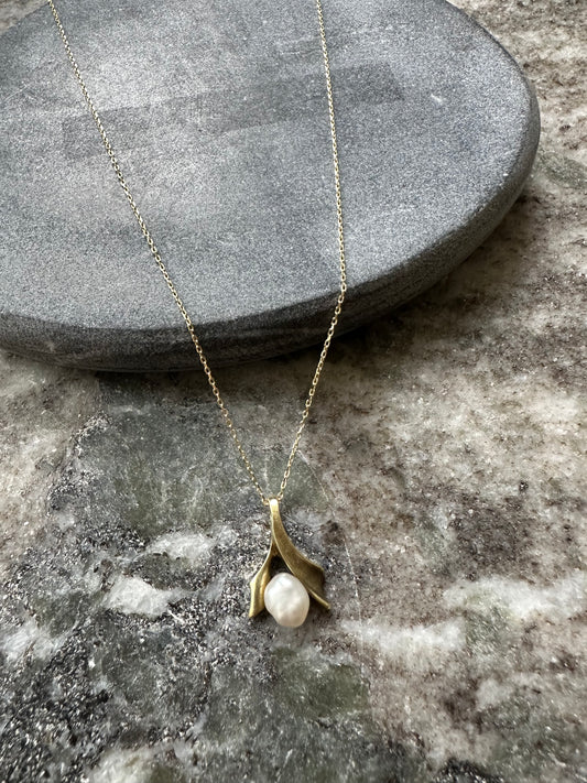 14k Gouden Ketting met Parel Kettinghanger