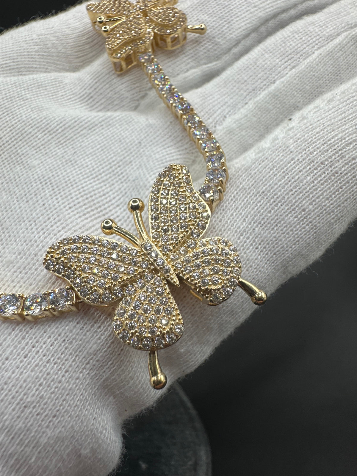 14K Gouden Vlinderketting met Zirkonia – 44 cm | 3 mm