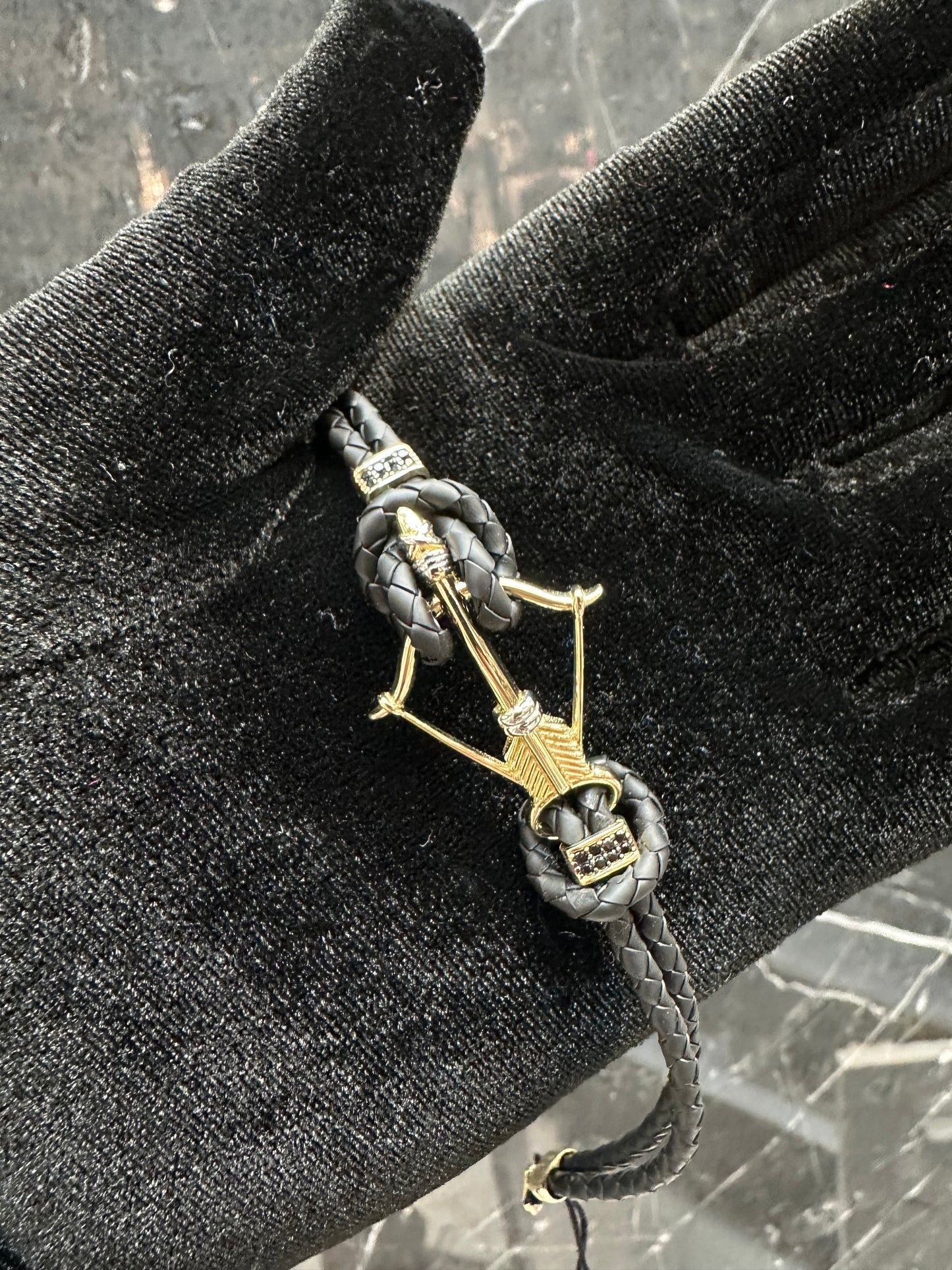 14K Gouden Pijl & Boog Armband met Leer