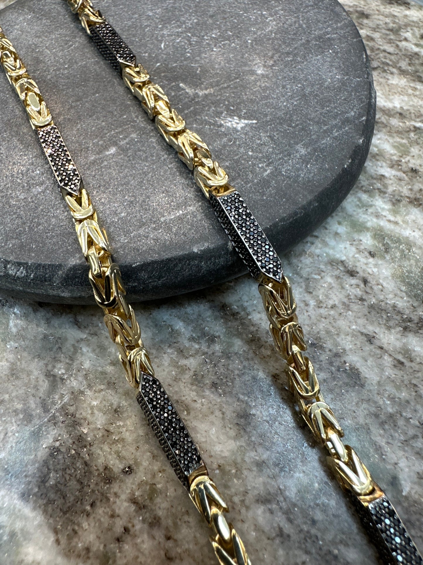 14K Koningsketting bezet met Onyx stenen - 60 cm | 4,6 mm
