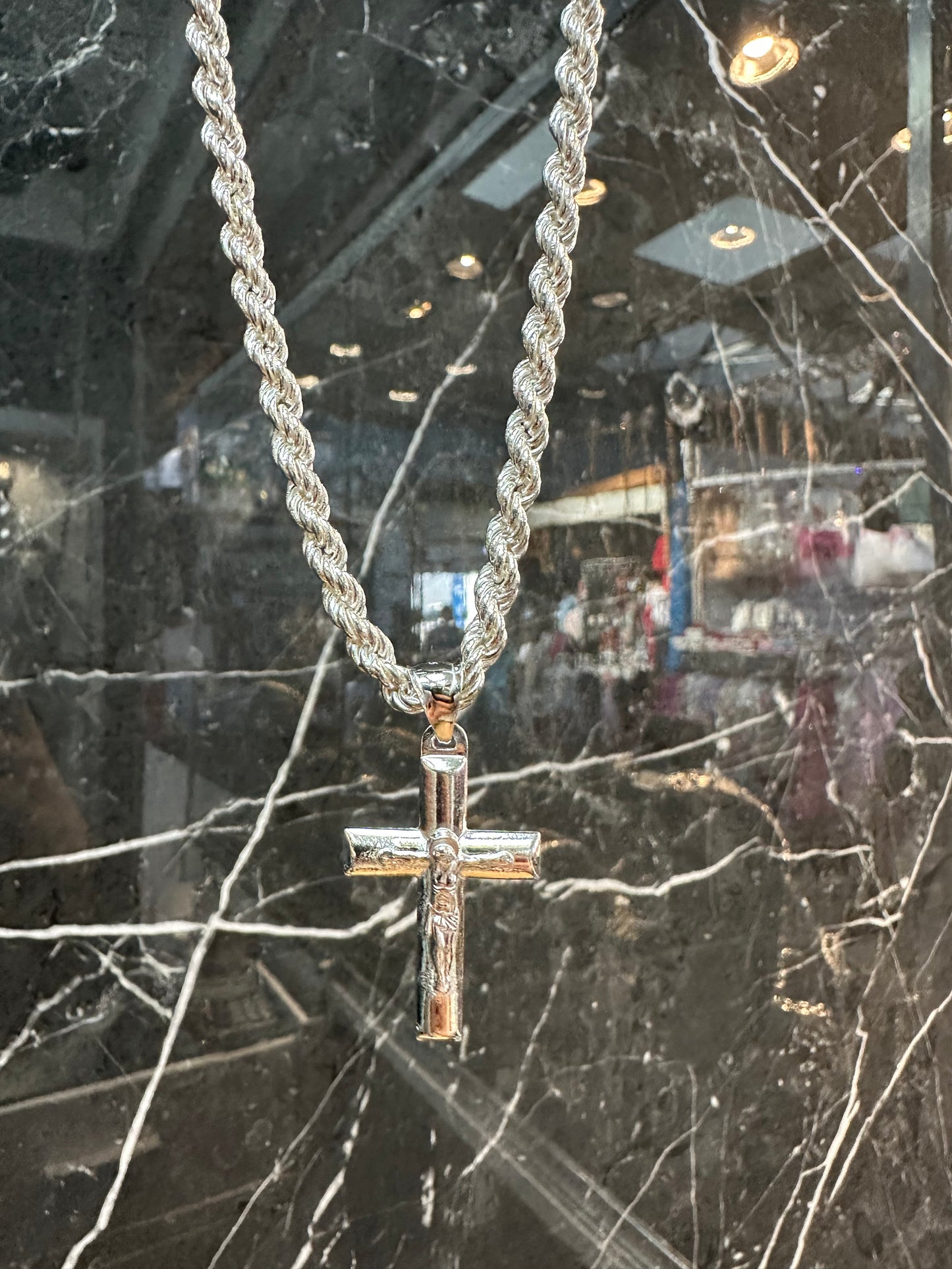Prachtige 925 Zilveren Rope Ketting met Kruishanger – Tijdloos en Stoer