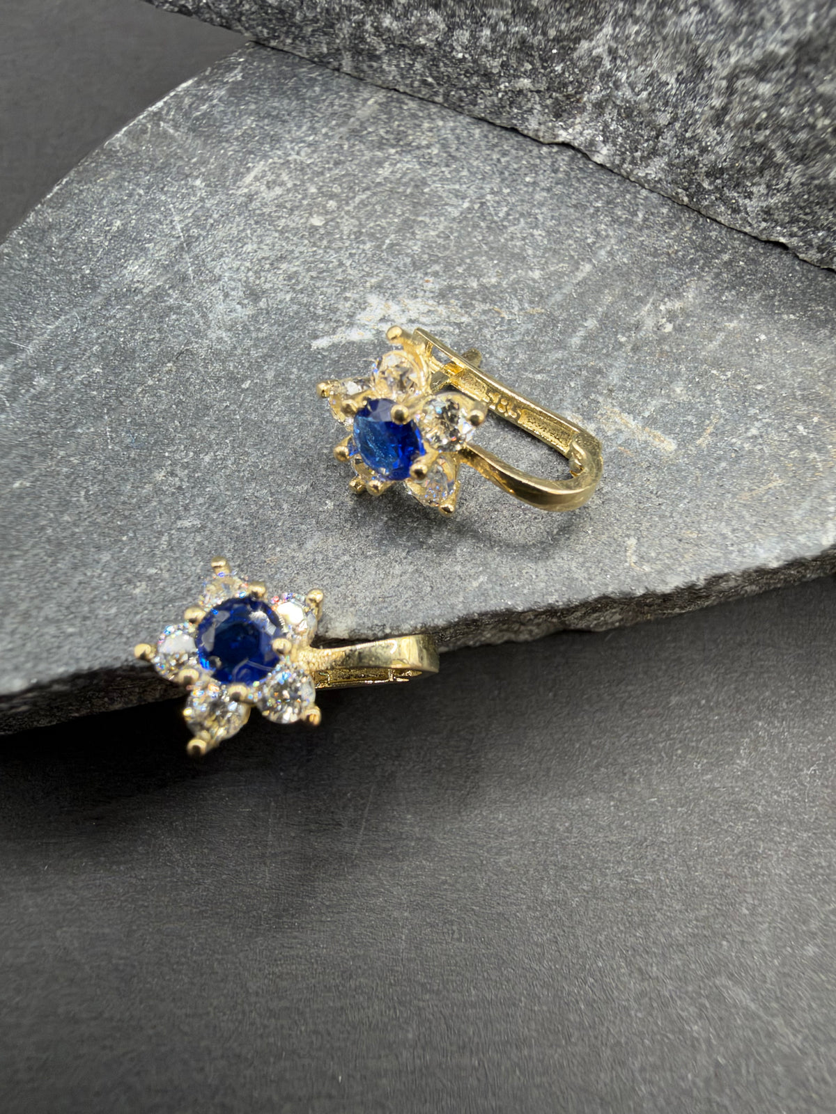 14K Gouden Bloemoorbellen met Edelstenen – 12 × 9 mm