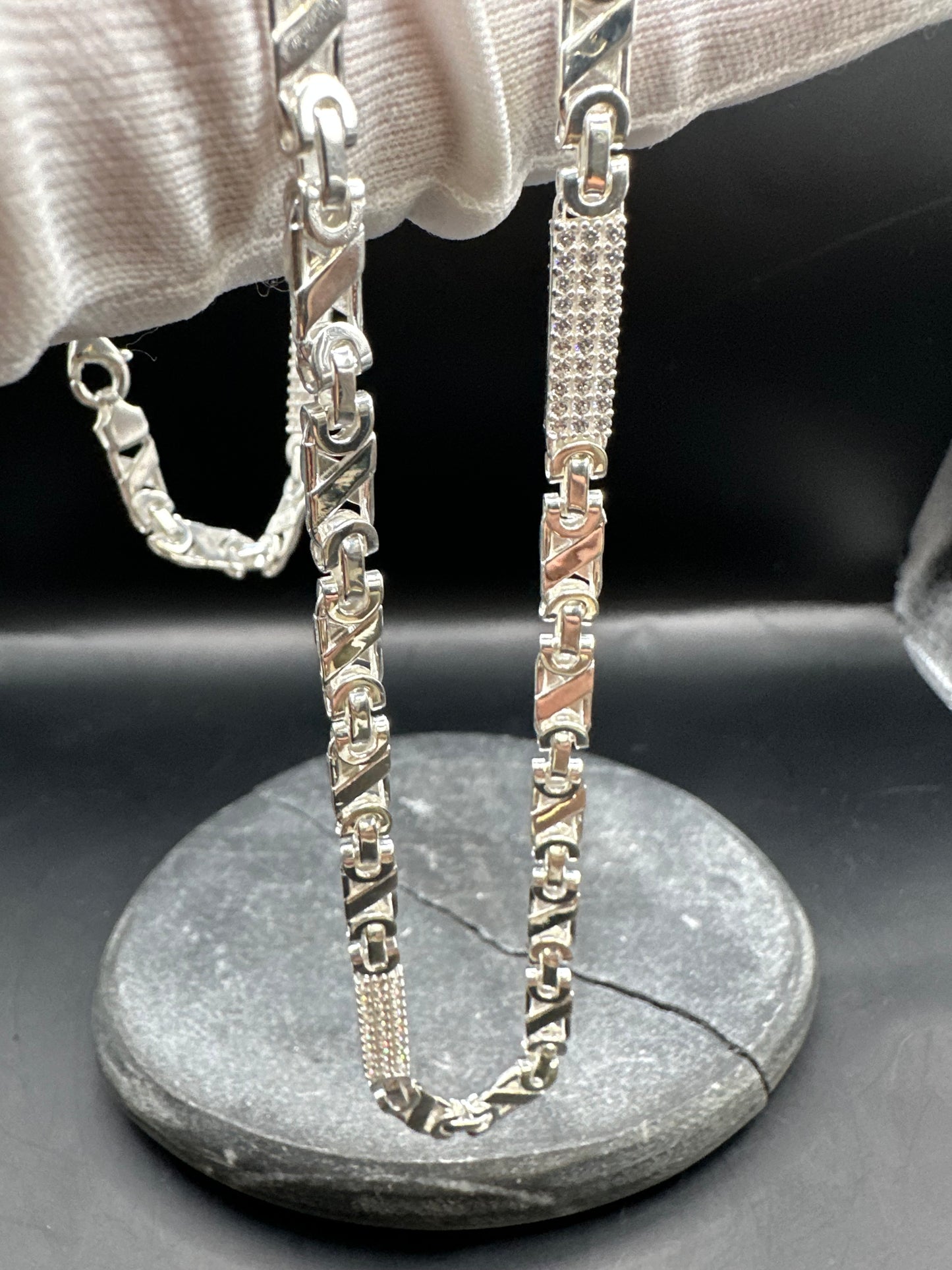 925 Zilveren Iced Valentino Ketting – 60 cm