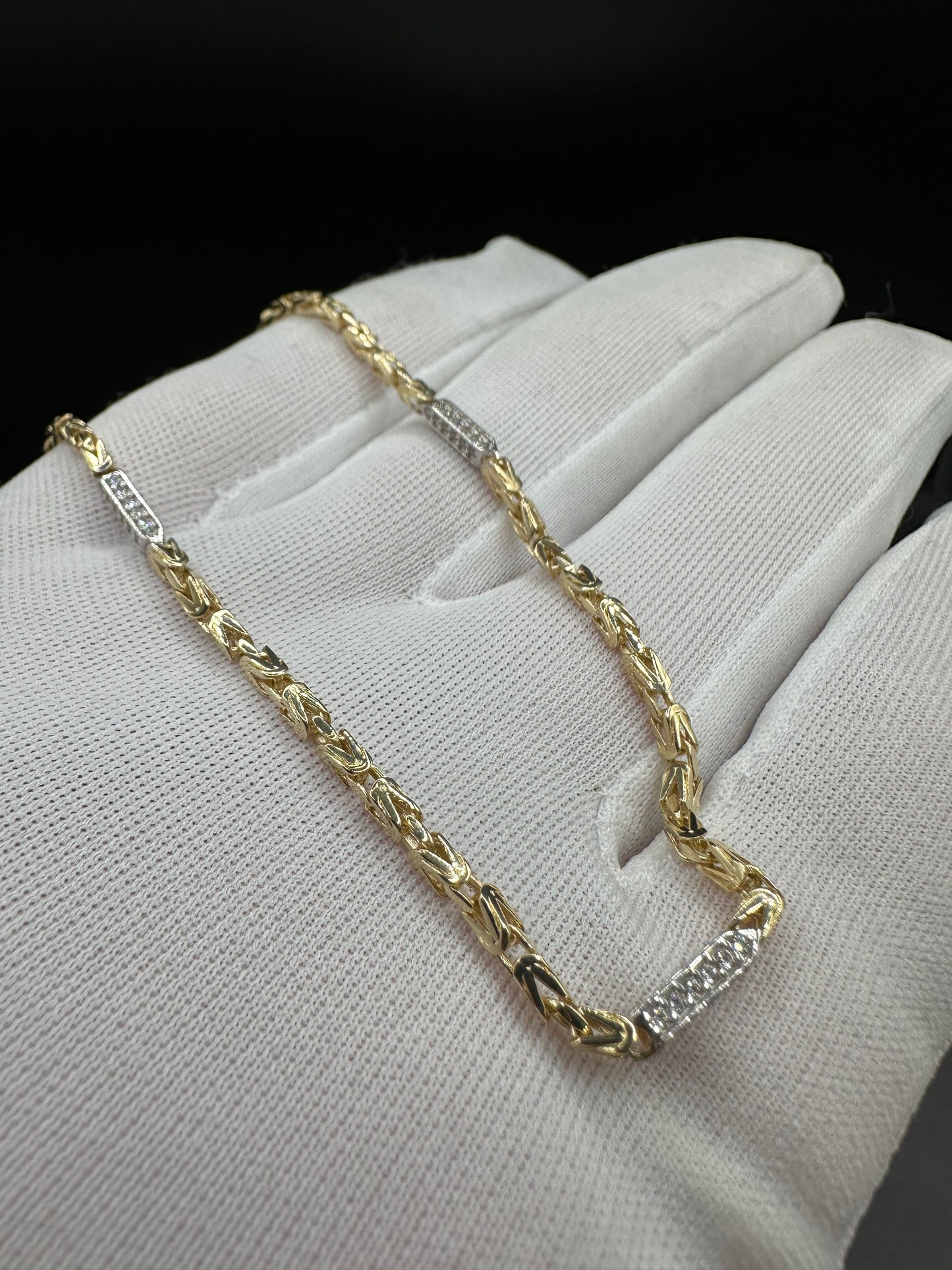 14K Gouden Koningsarmband met Zirkonia Stenen – 21 cm