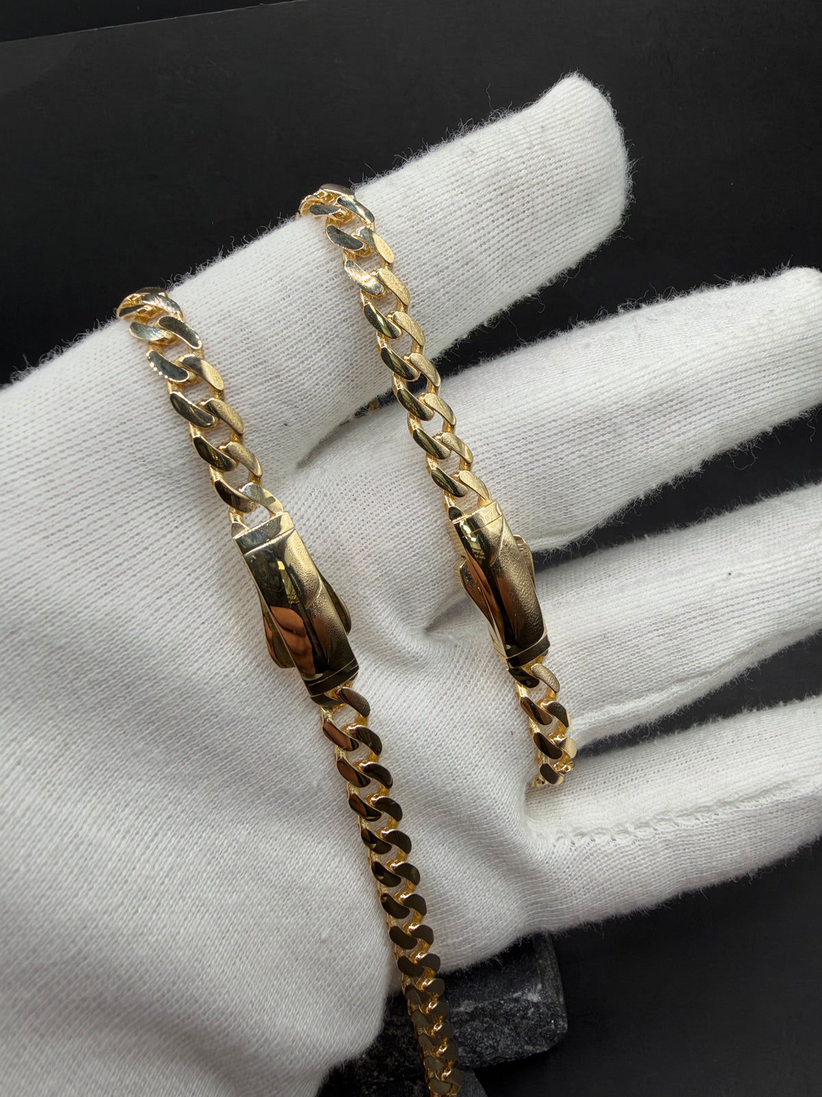 14K Gouden Ketting- en Armbandenset met Bloksluiting