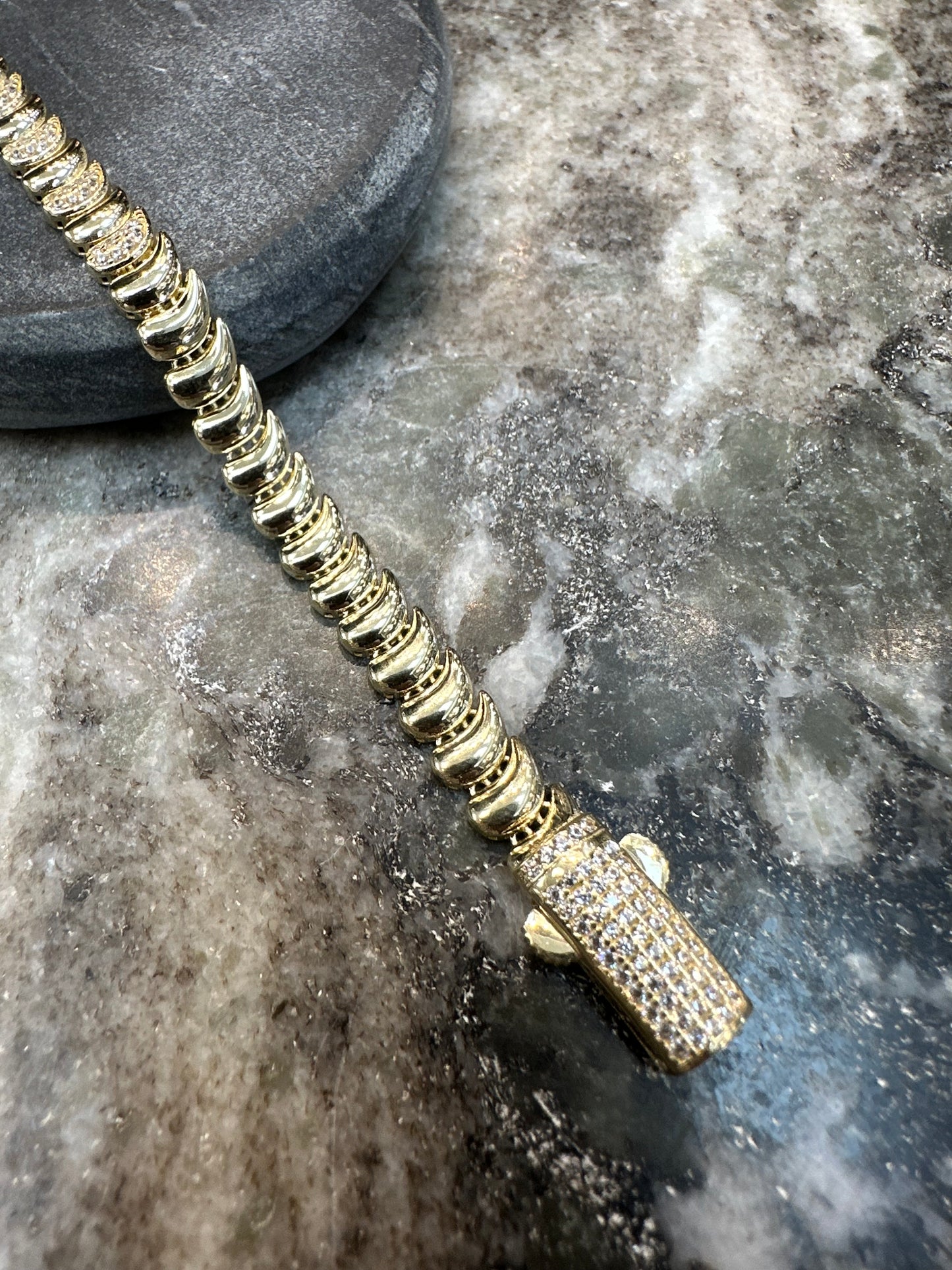 Prachtige 14K Gouden Armband met Zirkonia – 20 cm | 7 mm | Luxe & Sprankelend