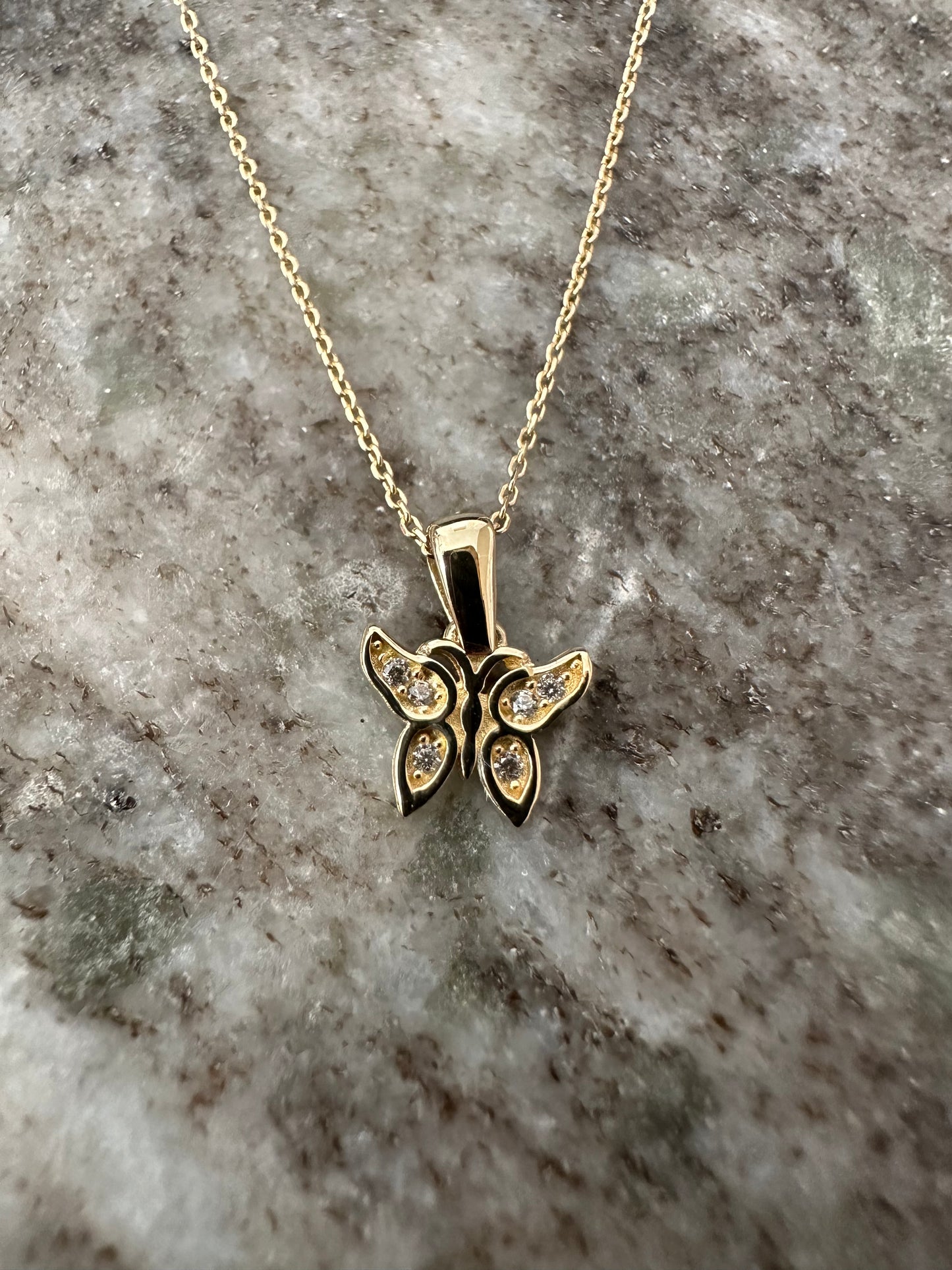 14K Gouden Ketting met Vlinder Hanger