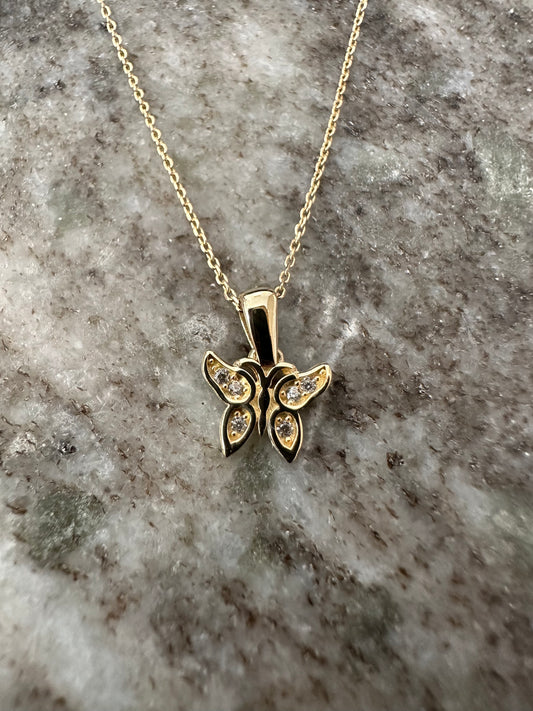 14K Gouden Ketting met Vlinder Hanger