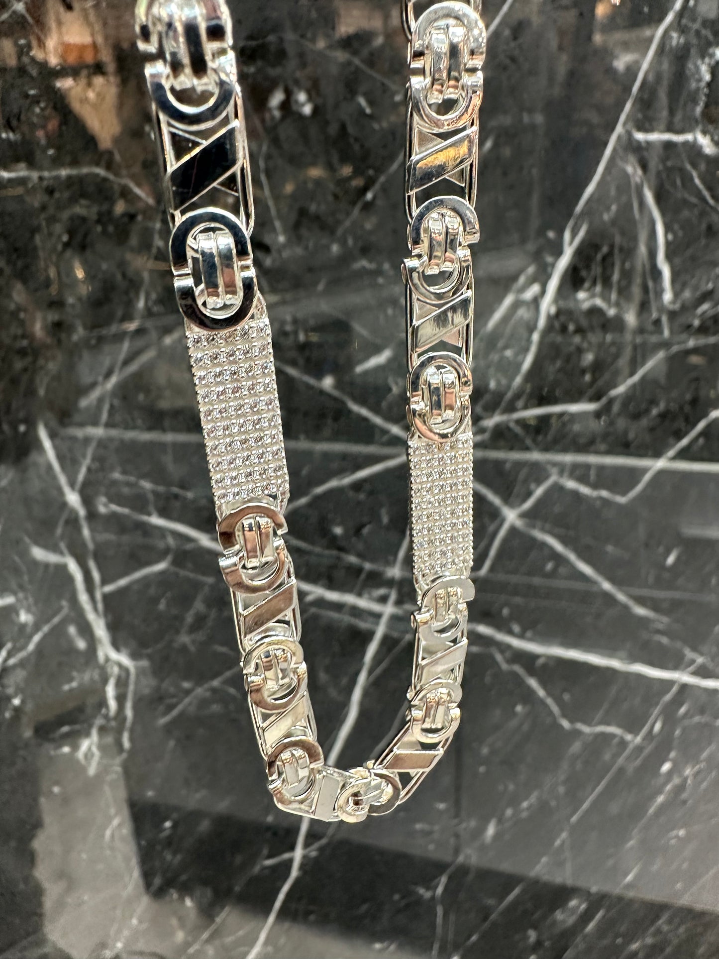 Prachtige 925 Zilveren Iced Valentino Ketting – 61 cm | 6,5 mm | Luxe & Stijlvol