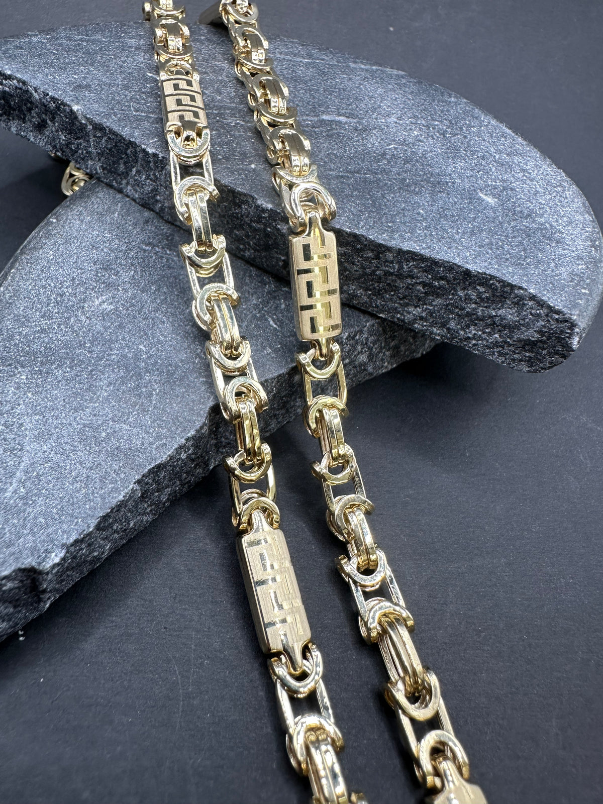 14K Gouden Platte Koningsketting met Meandros Bewerking – 65 cm