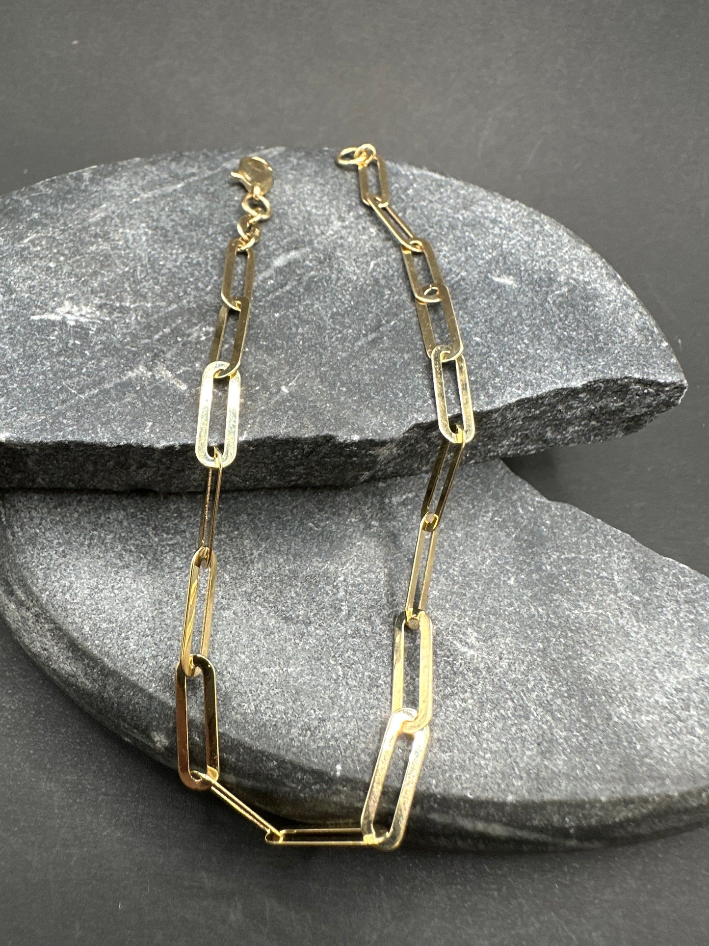 14K Gouden Massieve Papierclip Armband – 19 cm