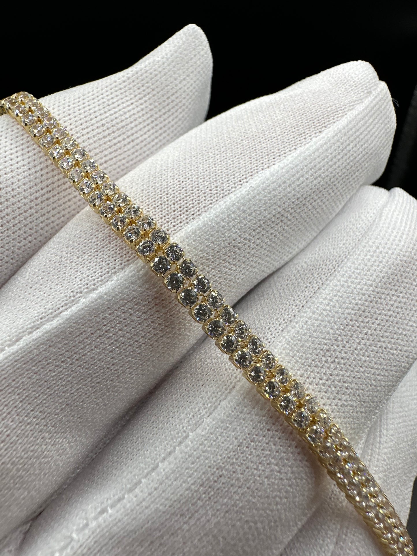14K Gouden Dubbele Tennis Armband met Zirkonia – 19 cm