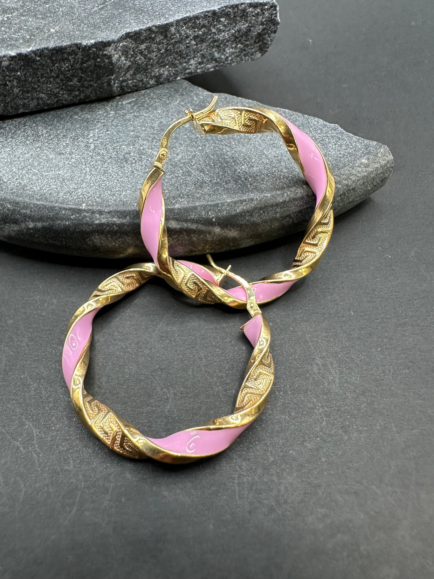 14K Gouden Roze Wokkels met Meandros Bewerking – 33 mm
