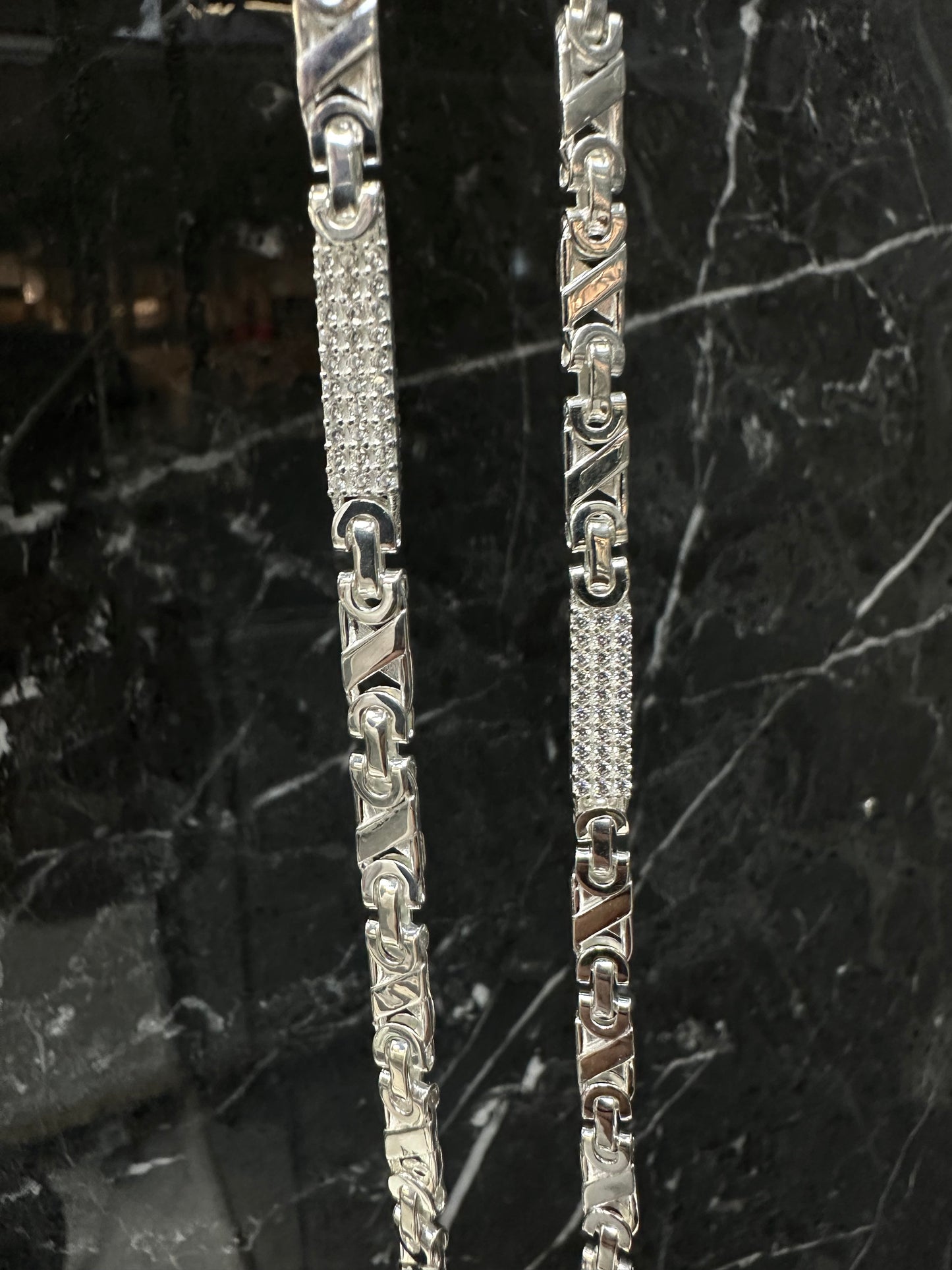 925 Zilveren Iced Valentino Ketting – 60 cm