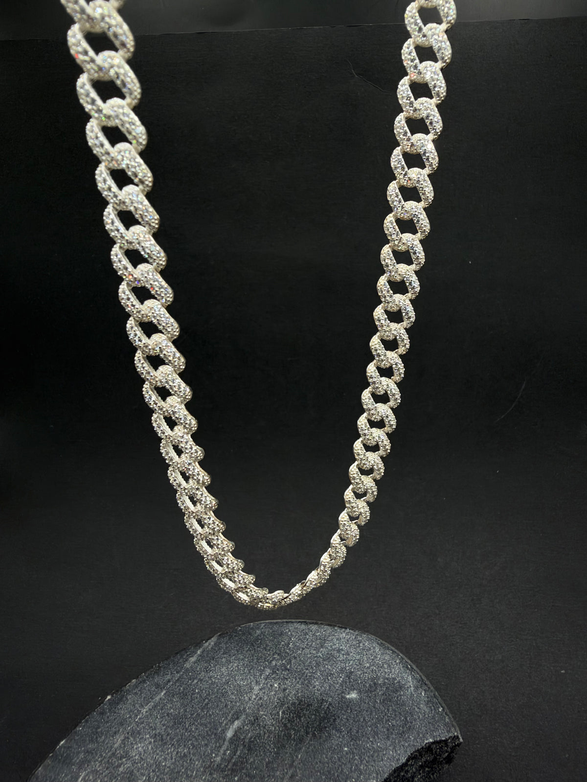 925 Zilveren Iced Cubaanse Link Ketting – 8,1 mm – 65 cm