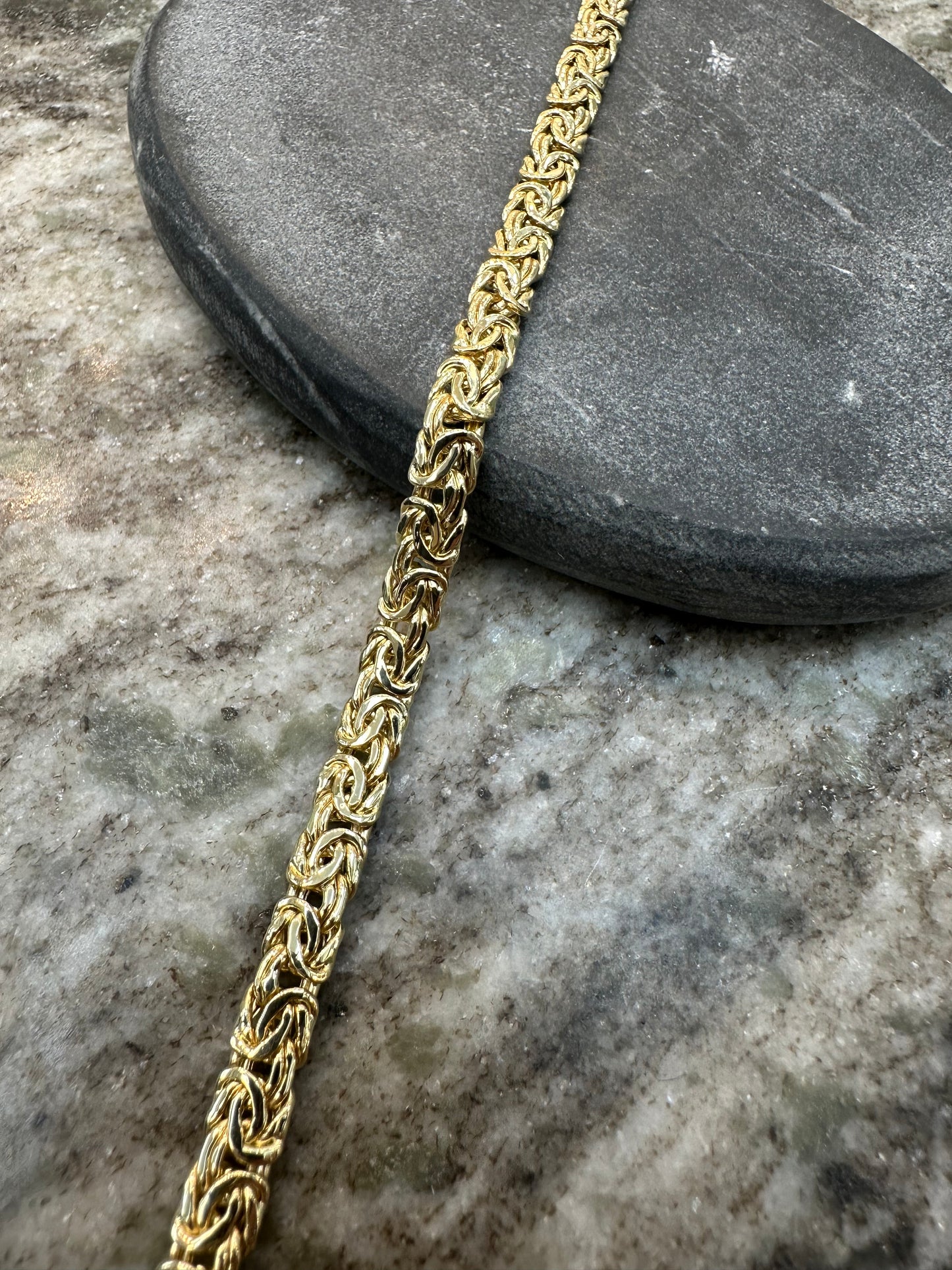 14K Gouden Plat Byzantijn Armband – 20 cm | 6 mm | Unisex | Luxe & Tijdloos
