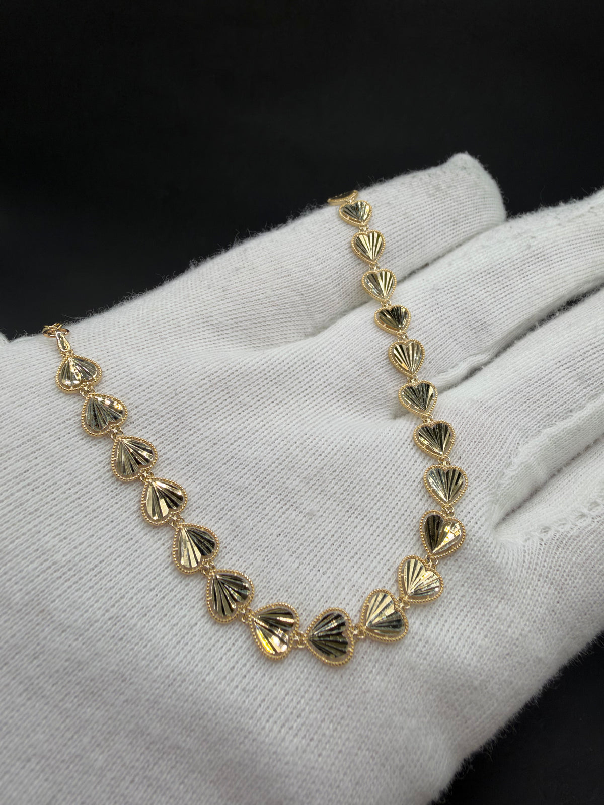 14K Gouden Hartjesarmband met Diamond Cut Bewerking – 6,6 mm
