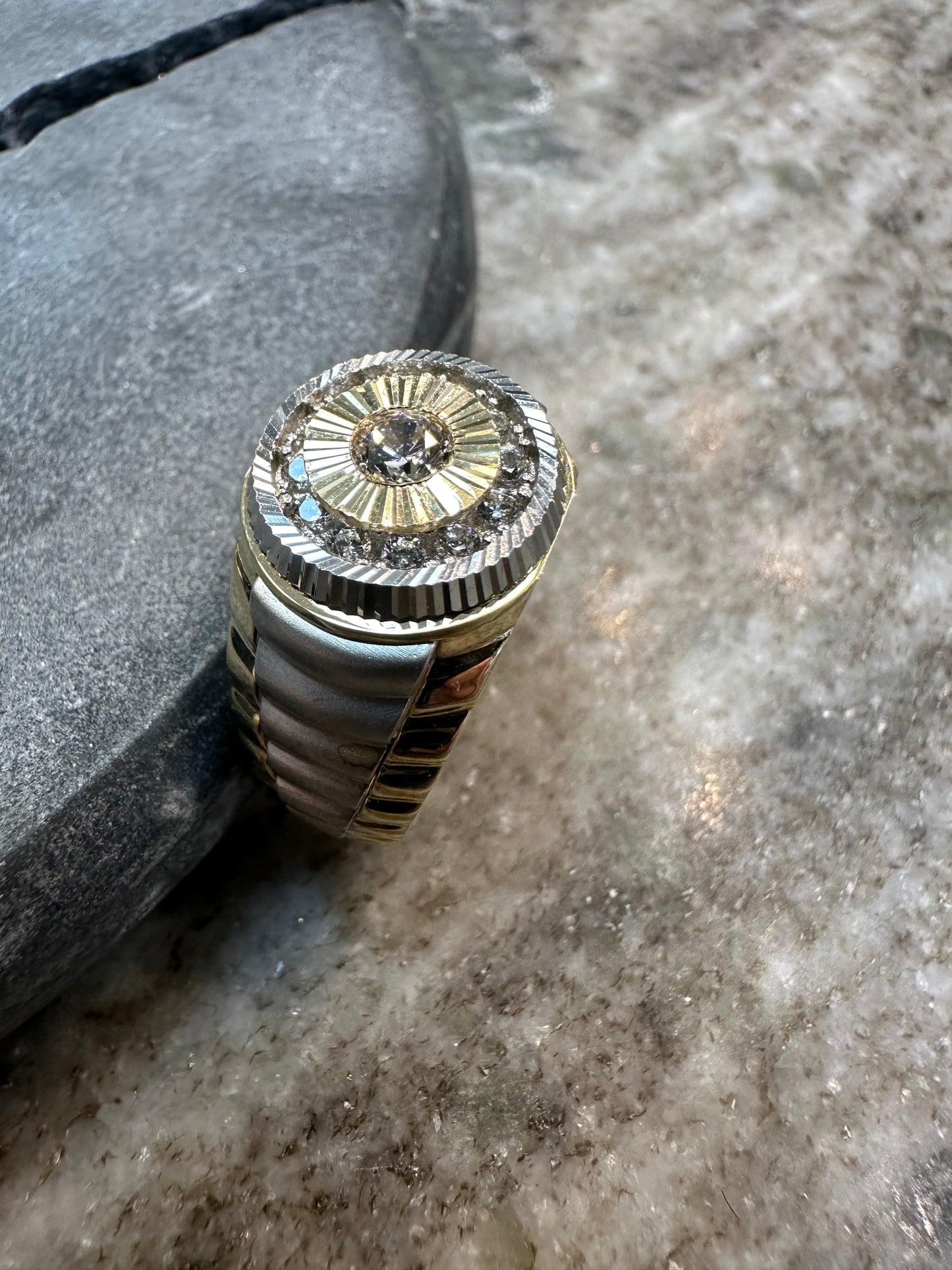 Prachtige 14K Gouden Bicolor Ring met Zirkonia – Maat 19,5 | Luxe & Elegant