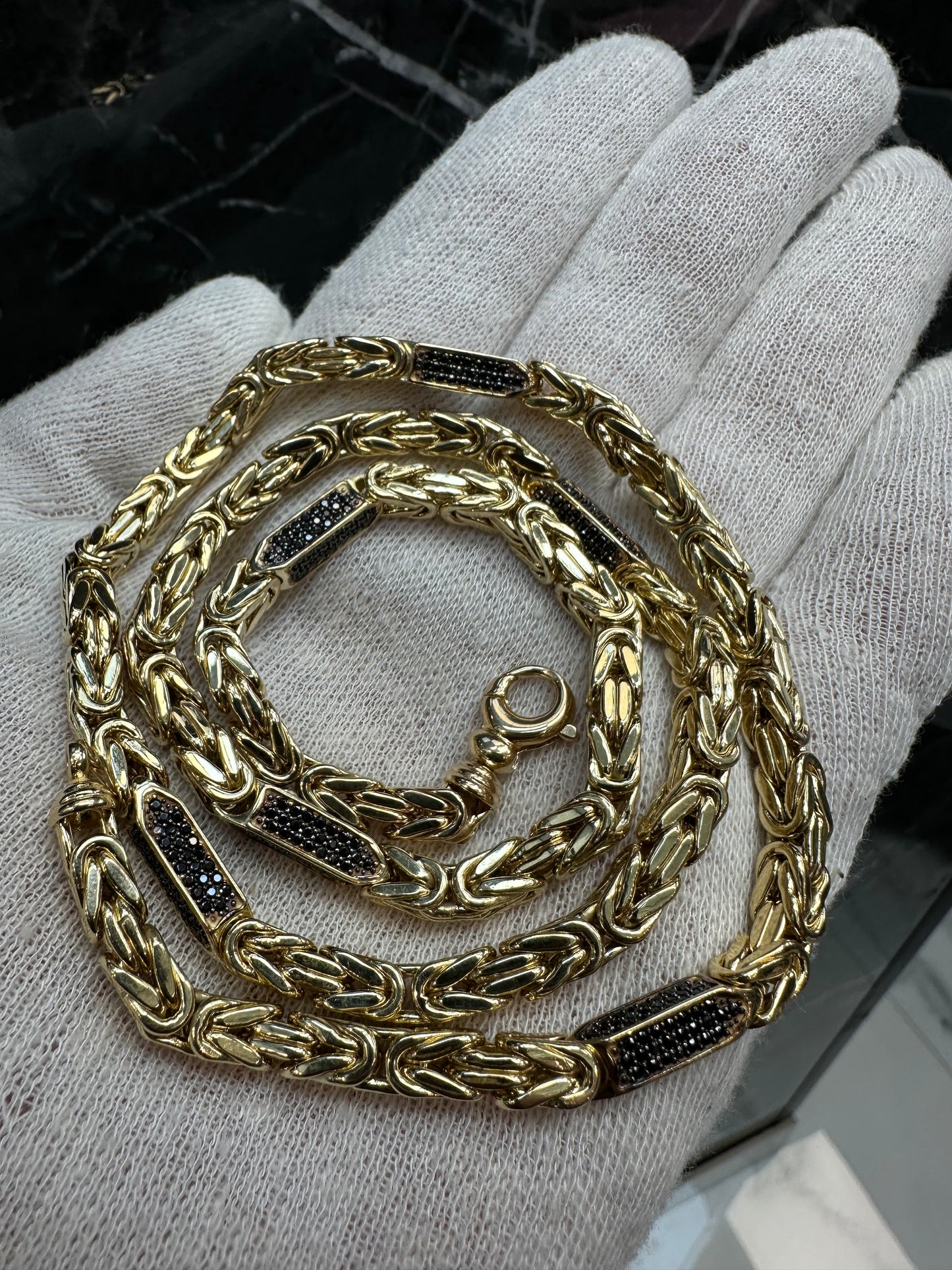 Prachtige 14k Gouden Koningsketting met onyx| 65 cm |5,5 mm