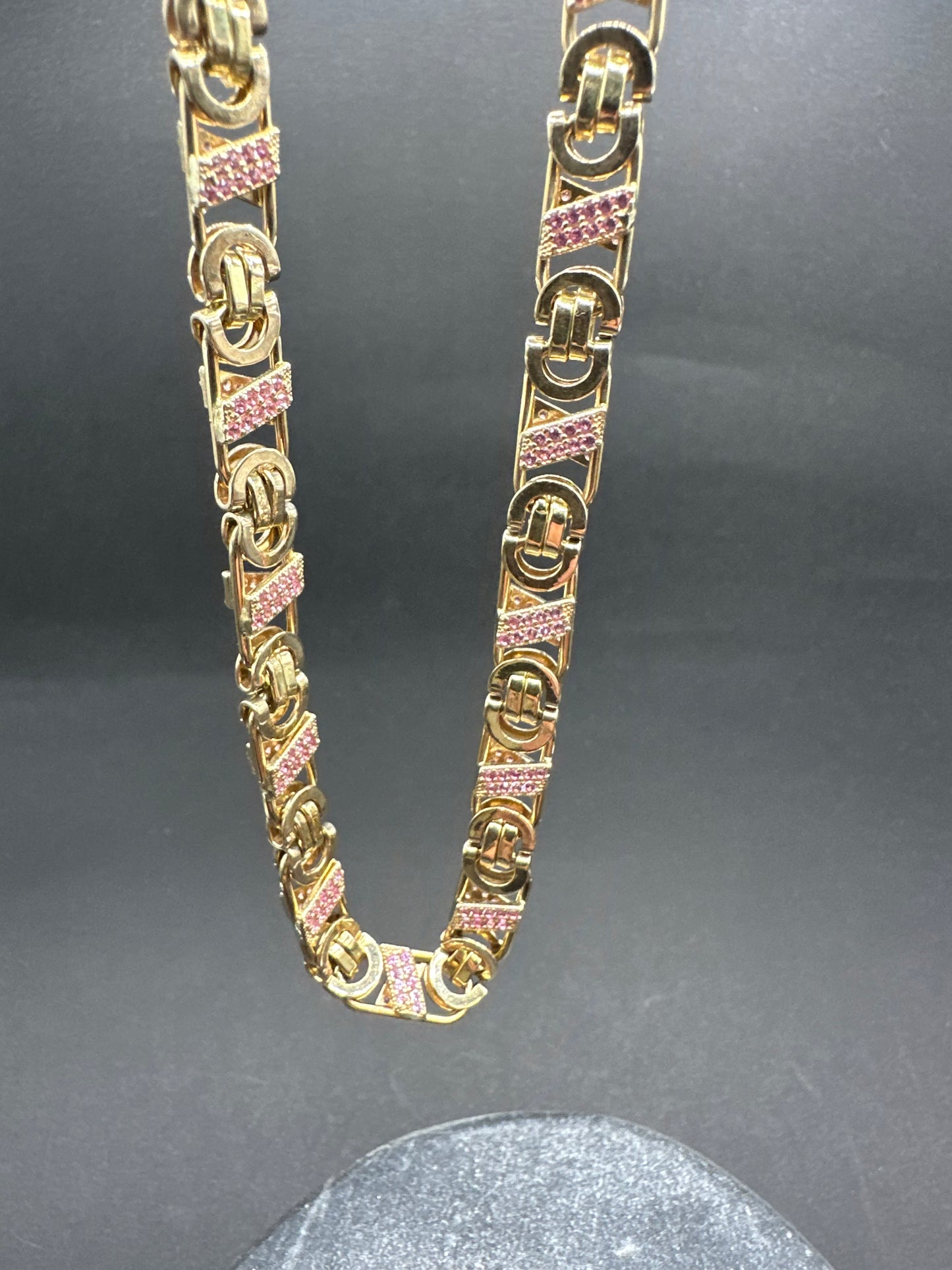 14K Gouden Valentino Ketting met Robijnen – 63 cm