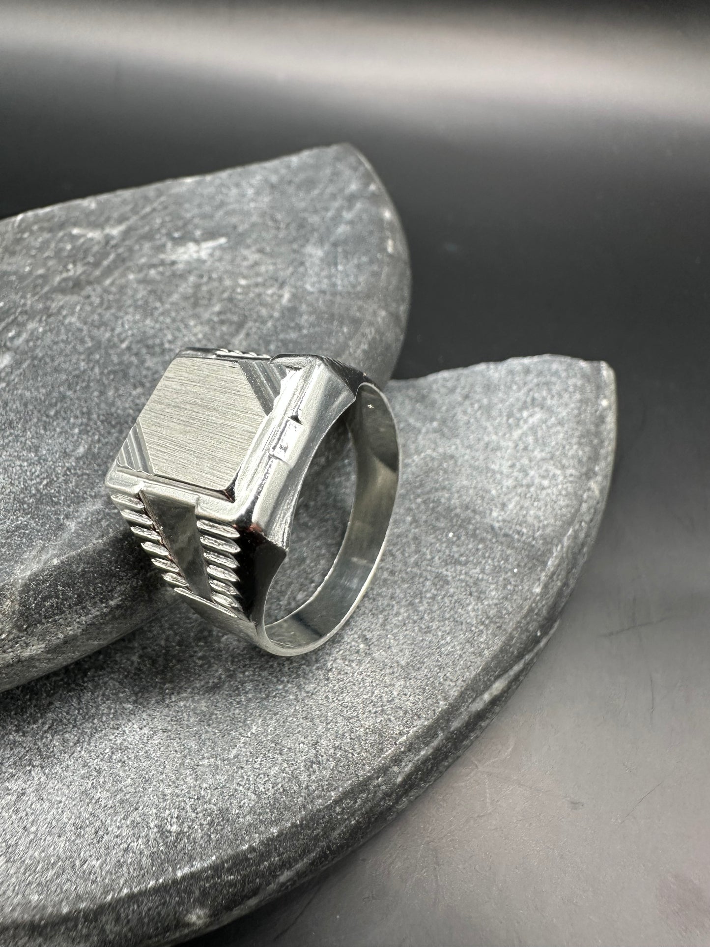 925 Zilveren Zegelring met Diamond Cut Bewerking