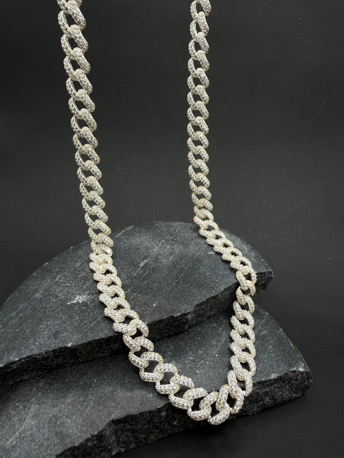 925 Zilveren Iced Cubaanse Link Ketting – 8,1 mm – 65 cm