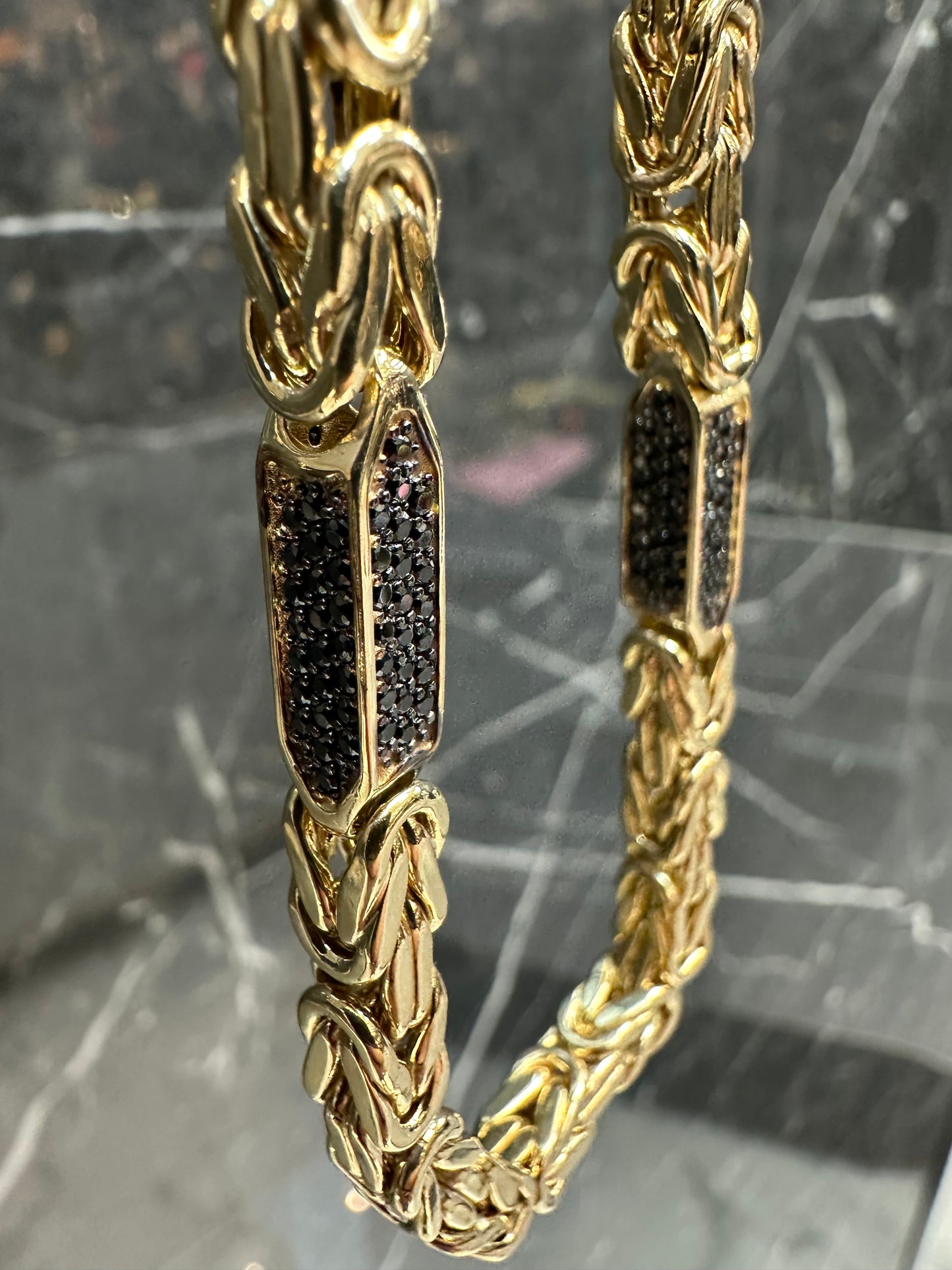 Prachtige 14k Gouden Koningsketting met onyx| 65 cm |5,5 mm