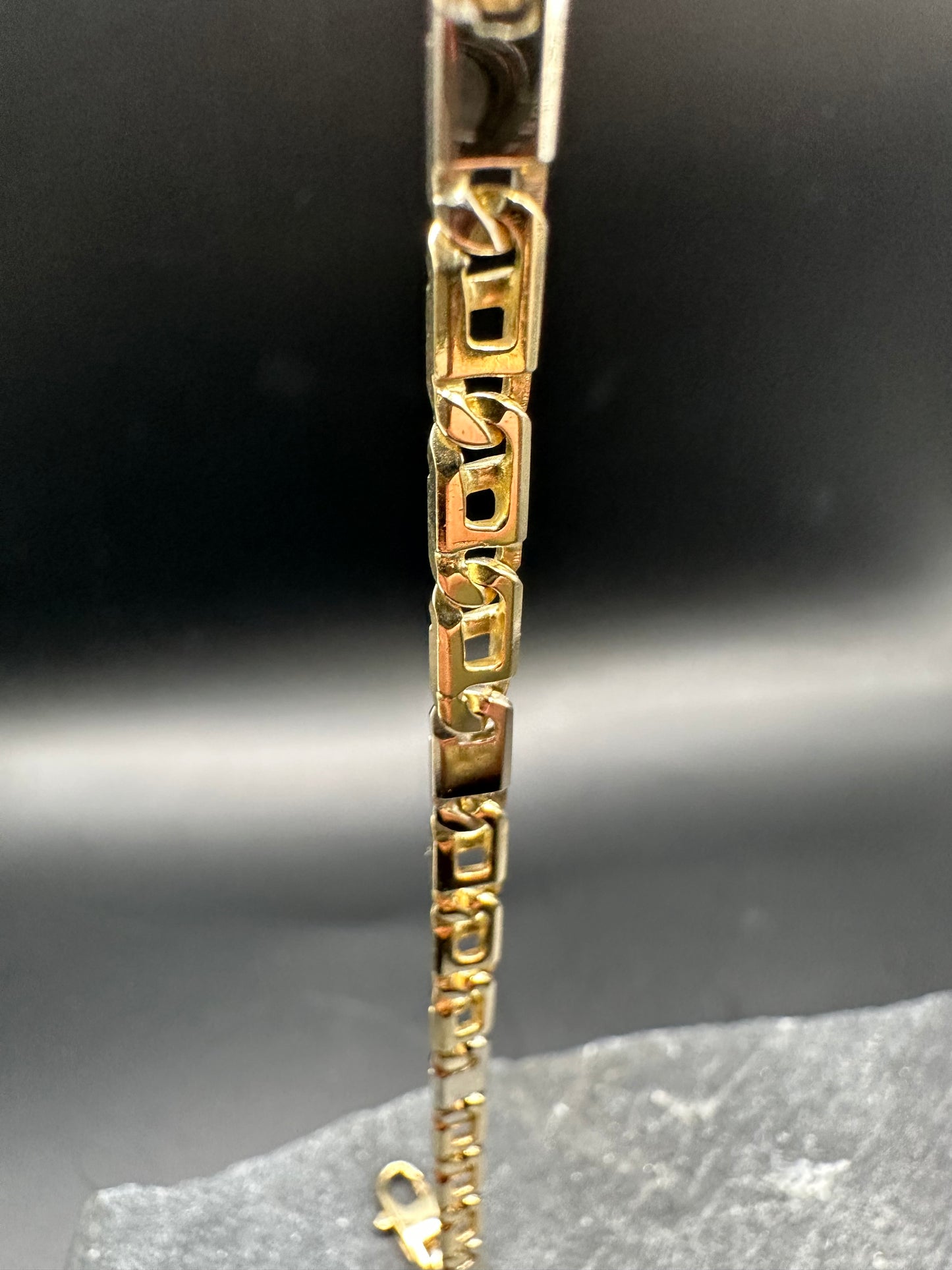 14K Gouden Rollie Schakel Armband – Bicolor – 20 cm