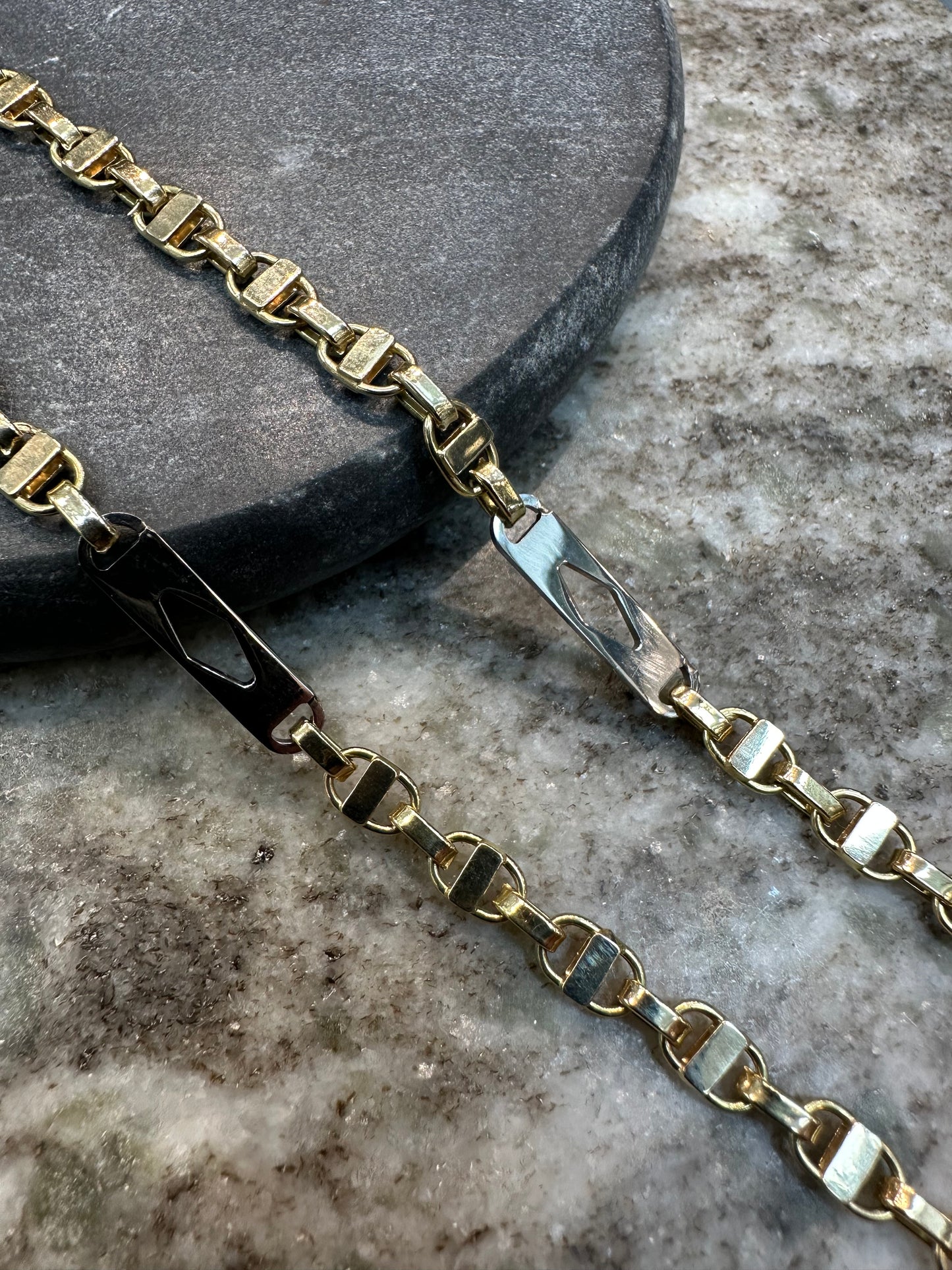 Prachtige 14K Gouden Kingsly Ketting met Ruitjes – Luxe & Uniek Design| 70 cm | 5 mm